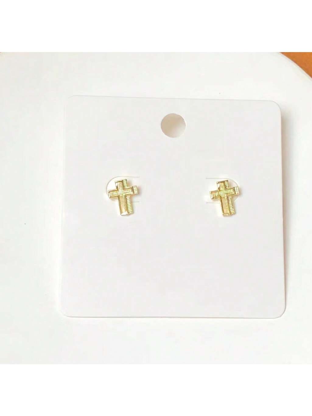 Fashionable Unisex Cross Pattern Simple & Small Ear Studs, Versatile Earrings-Gold-1