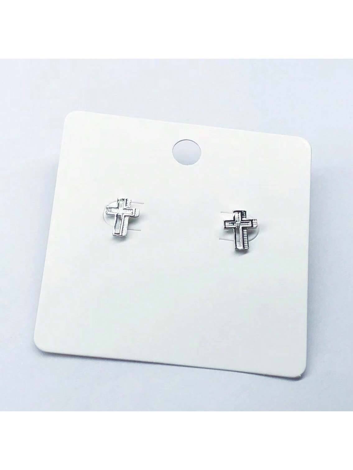 Unisex Fashionable Cross Design Simple & Delicate Ear Studs-Silver-1