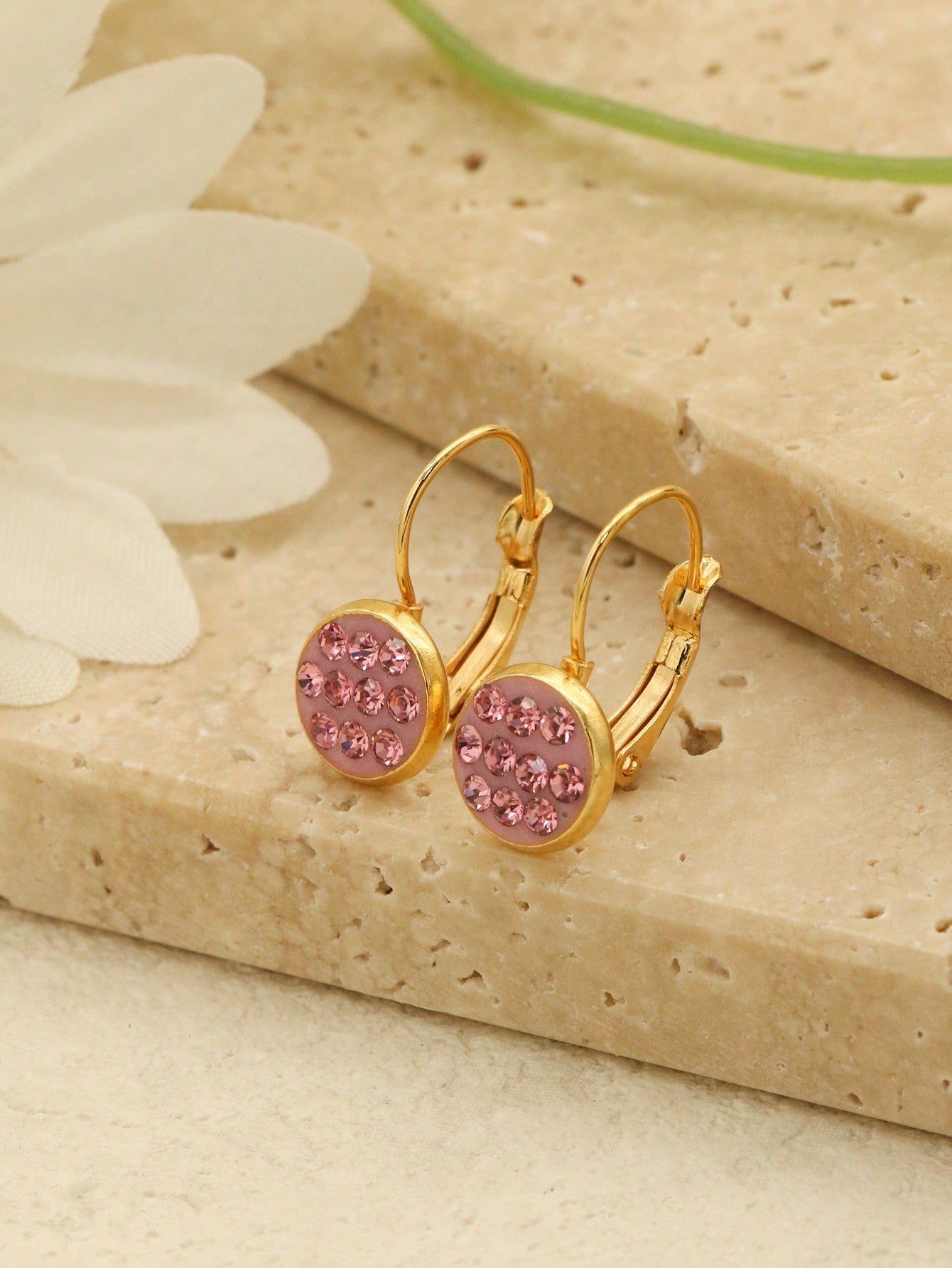 1 Set/2 Pcs Gold Color  Fashionable And Personalized  Round Women'S Earrings-Gold-1