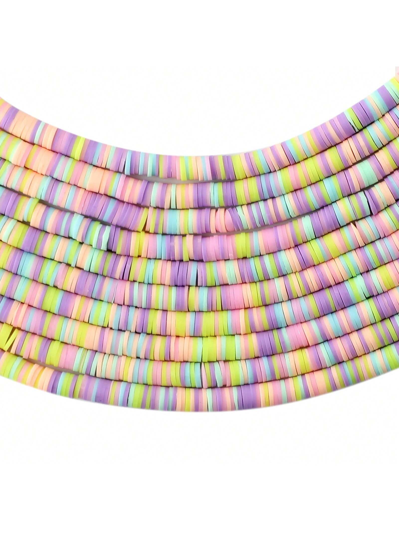 3500+ 10 Strands Polymer Clay Beads, Round Plate Beads And Flat Round Beads For Diy Jewelry Making, Art Crafts And Designing Necklaces, Anklets And Bracelets, Findings (6mm/0.23in, Light Mixed Color)--1