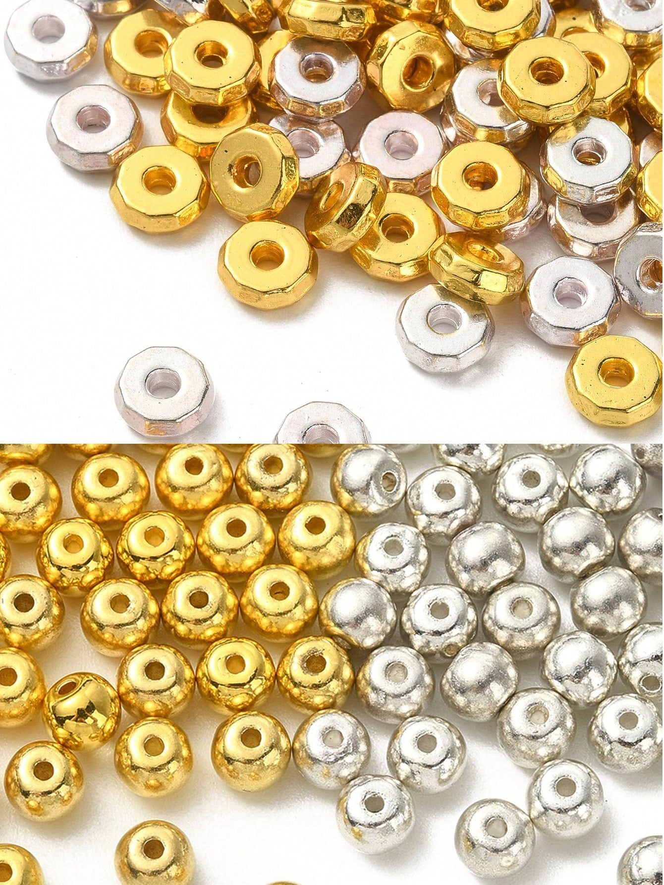 Approximately 100pcs 8mm Mixed Color Zinc Alloy Flat Round Spacer Beads, Suitable For Diy Bracelet, Earring And Necklace Making-Multicolor-1