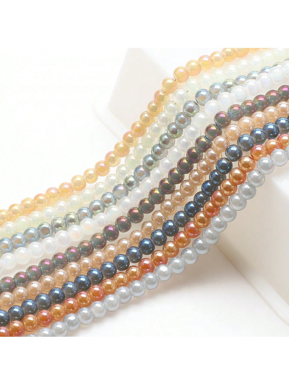 1 Strand 0.8cm Crystal Glass Beads For Diy Jewelry Making, With White Jade Colored Electroplating, Suitable For Necklace, Bracelet, Earring Making, Etc.--1