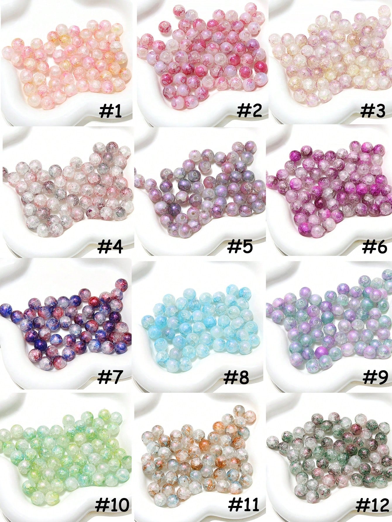 20pcs 10mm  Purple Glass Round Beads Dly Jewelry Making Bracelet Necklace Earrings-Multicolor-1