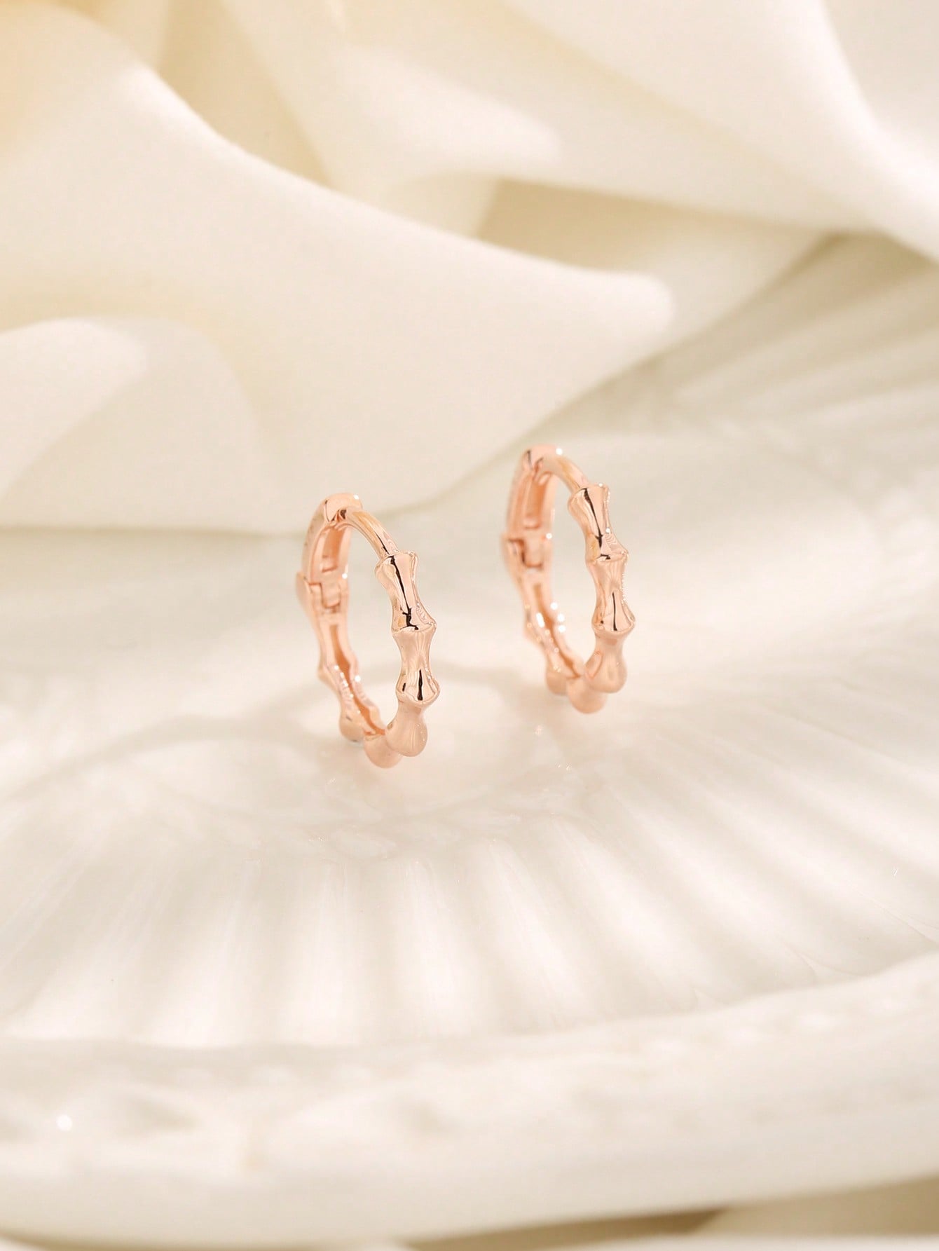 1pair S925 Silver Plated Rose Gold Bone Patterned Earrings, New Fashion Bamboo Joint Earrings--1