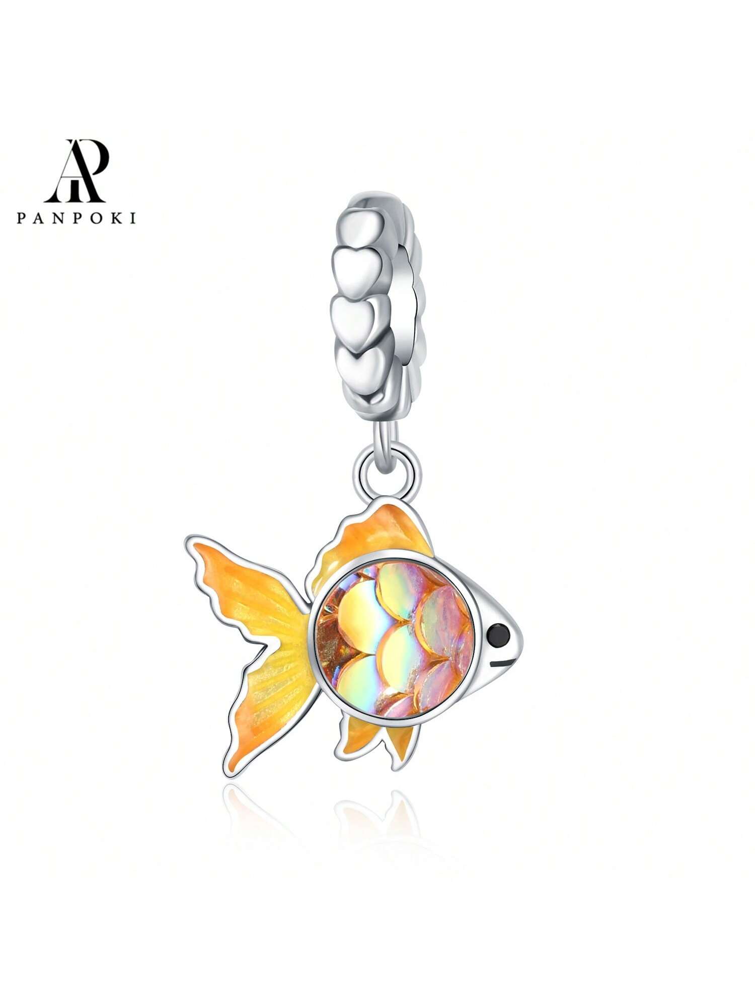 1 PCS 925 Sterling Silver Ocean World Beautiful Goldfish Original Bracelet Necklace DIY Jewelry Fit For Girls To Wear Birthday Gifts Women Gifts-Gold-1