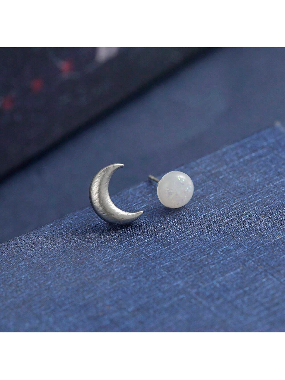 2pcs Simple Moon Sun Stud Earrings-Silver-1