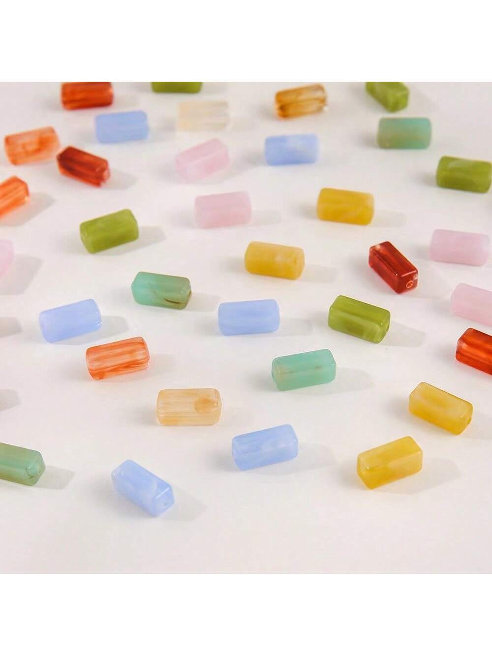 50pcs/Set Colorful Cube Shaped Tube Beads For Making Necklace, Bracelet And Other Jewelry Accessories-Multicolor-1