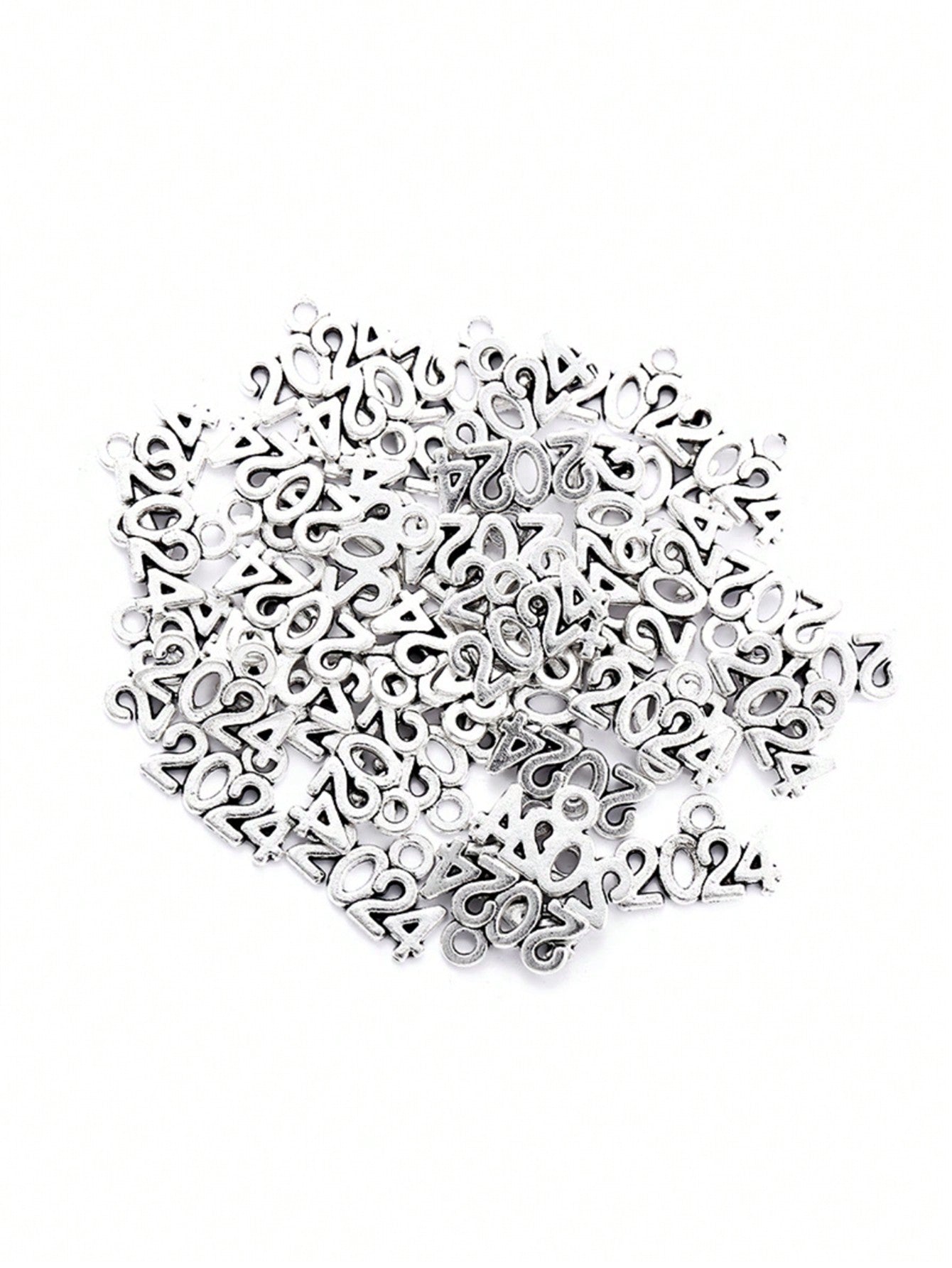 10pcs  2024  Number Alloy Pendant Set For DIY Jewelry Making Accessory-Silver-1