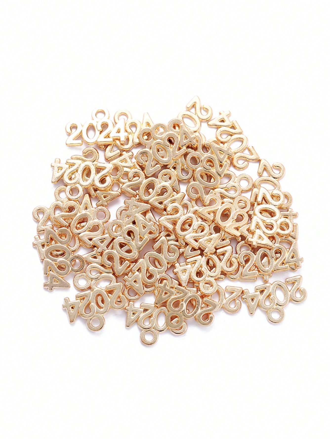 10pcs  2024  Number Alloy Pendant Set For DIY Jewelry Making Accessory-Gold-1