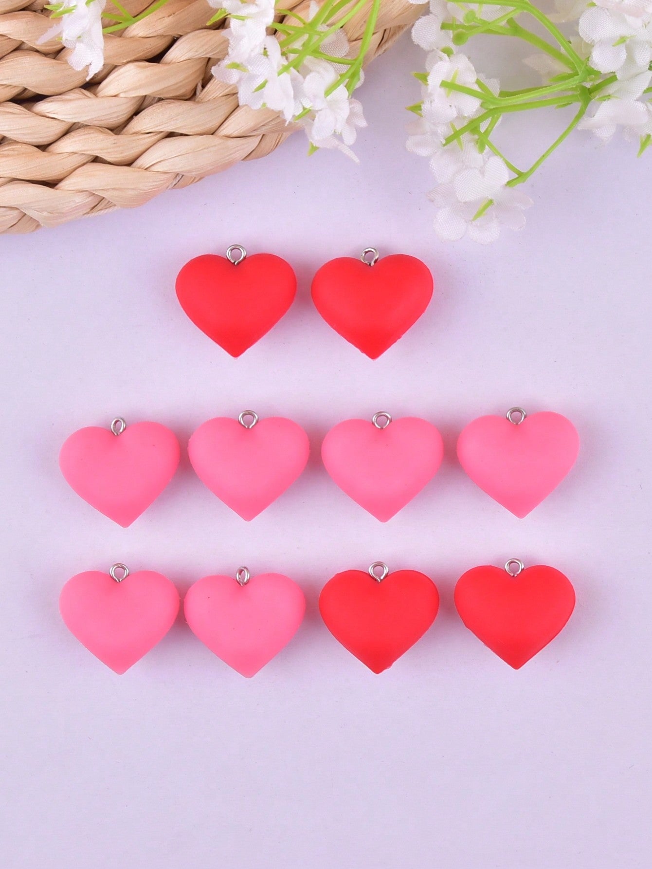 10pcs Fashion 3d Heart Resin Pendant Women's Earrings Necklace Diy Jewelry Pendant--1