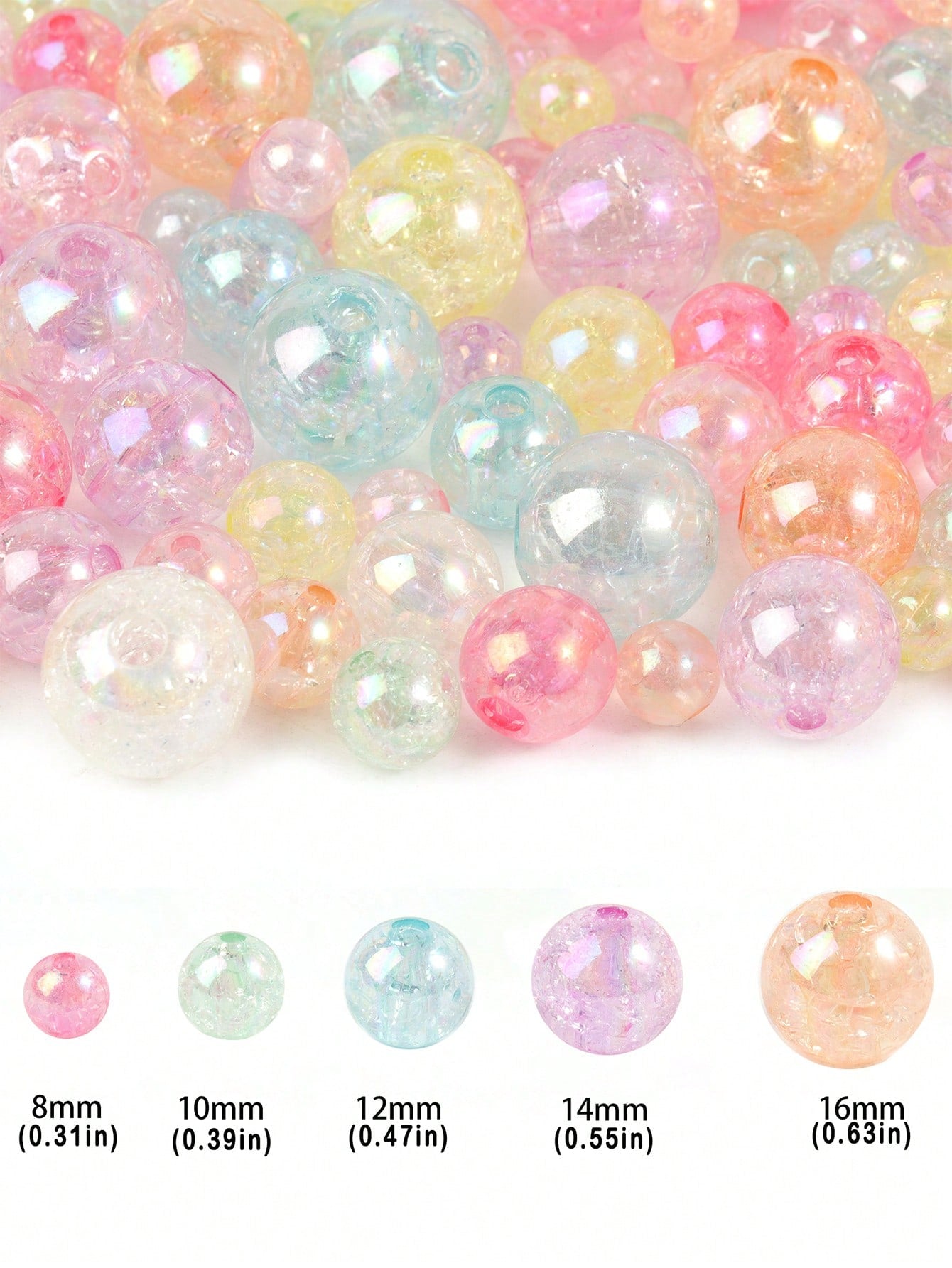 Mixed Color Transparent Acrylic Round Bead Loose Spacer Beads For DIY Jewelry Making Bracelet Keychain Necklace Supplies-Multicolor-1