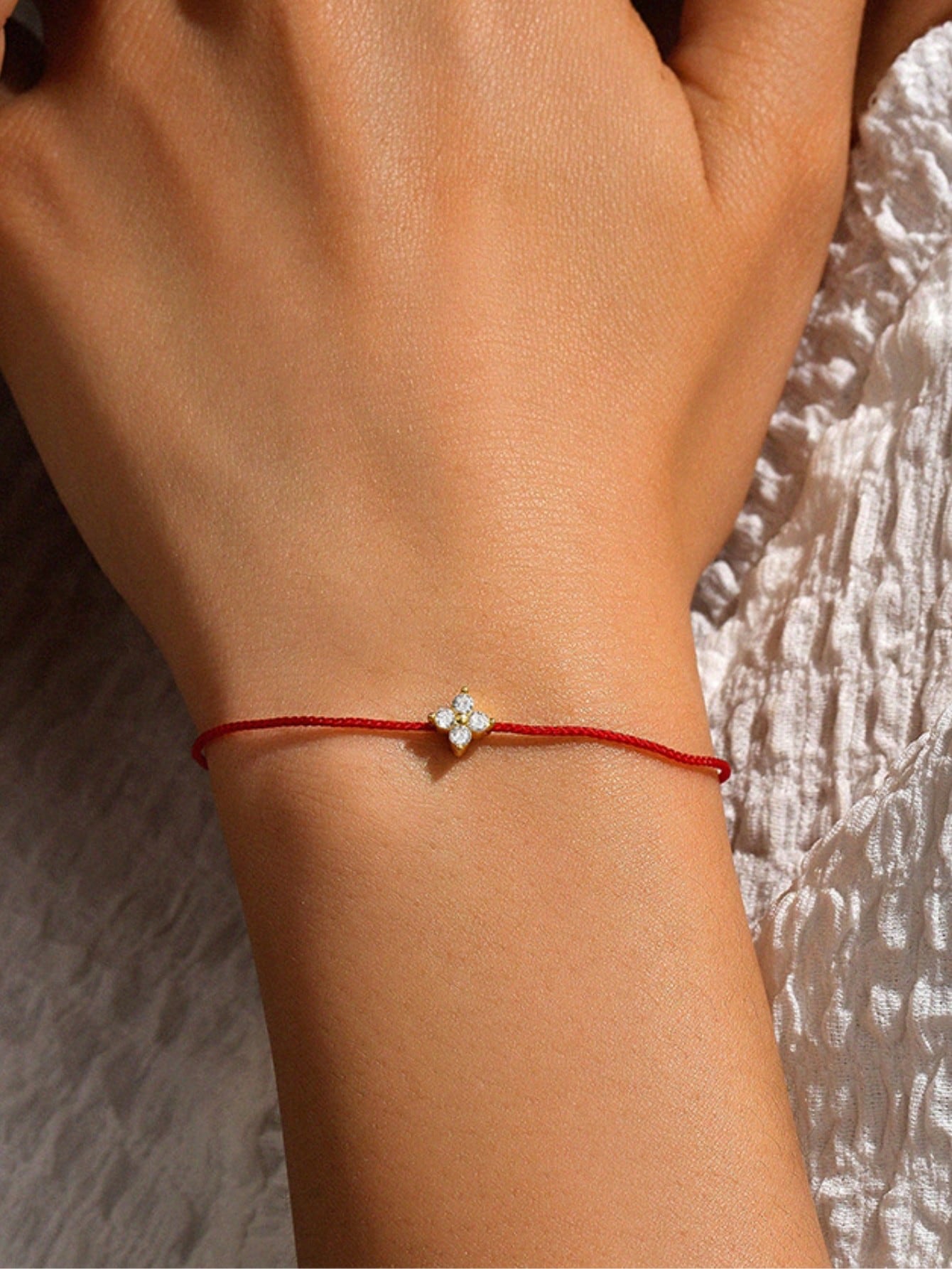 1pc Luxury & Minimalist & Versatile Ins Style S925 Sterling Silver And Zirconia Inlaid Red String Bracelet Women Everyday Accessory And Gift-Gold-1