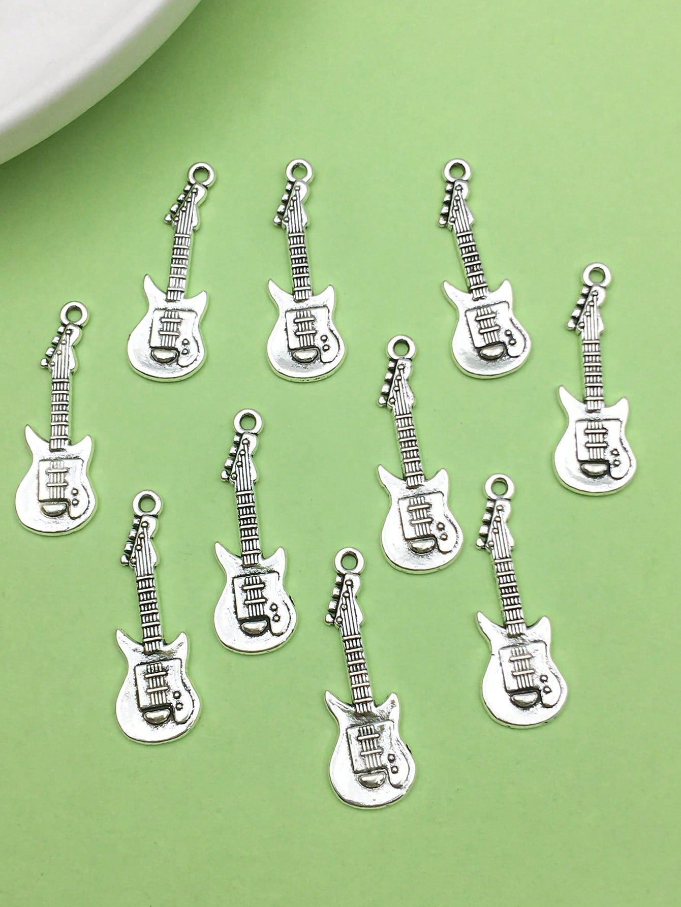 20pcs Antique Silver Alloy Guitar Musical Instrument Music Charm DIY Pendant For Bracelet Jewelry Craft Making Accessories Jewelry Supplies-Silver-1