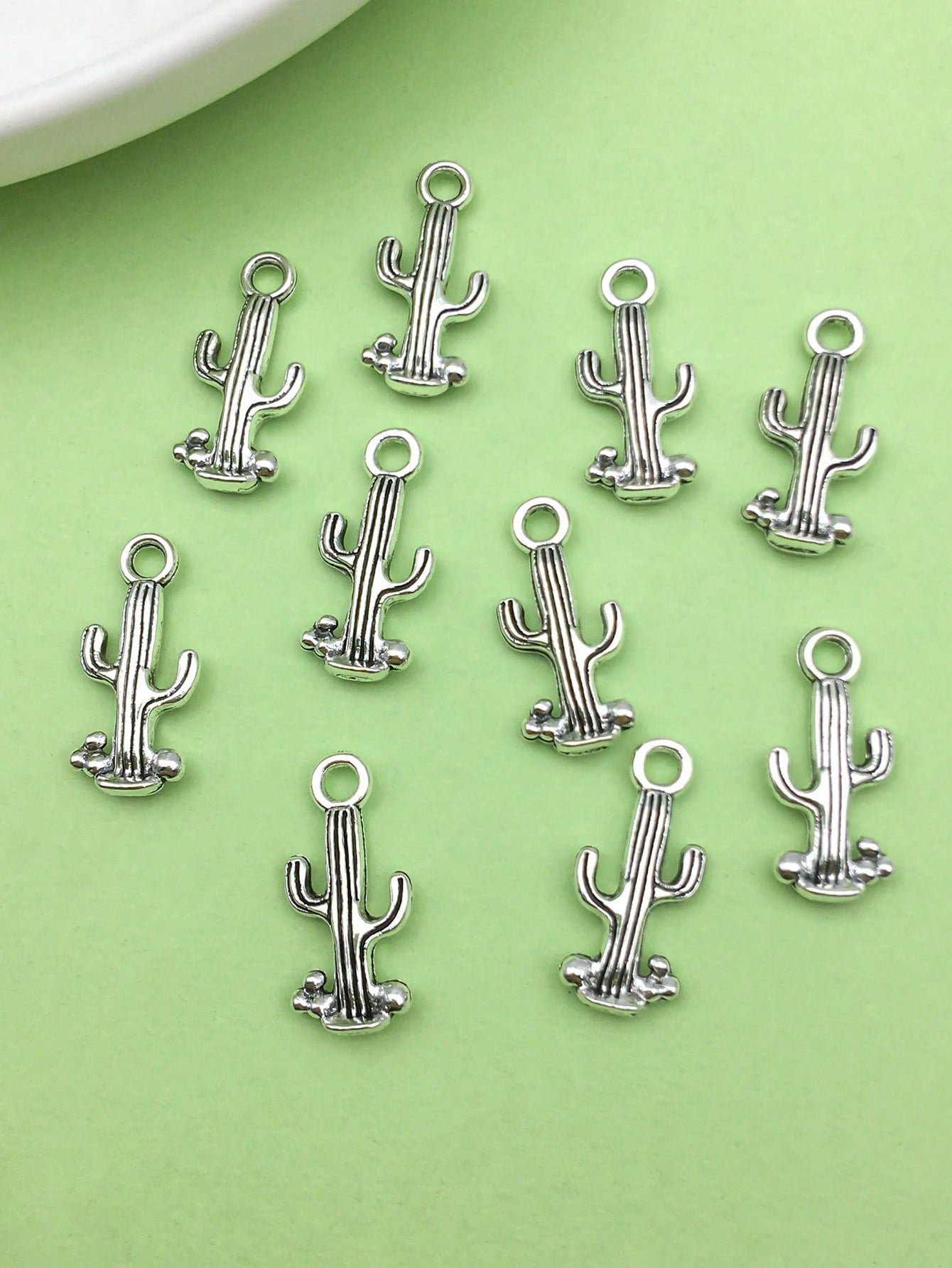 20pcs Antique Silver Alloy Cactus Charm DIY Pendant For Bracelet Jewelry Craft Making Accessories Jewelry Supplies-Silver-1