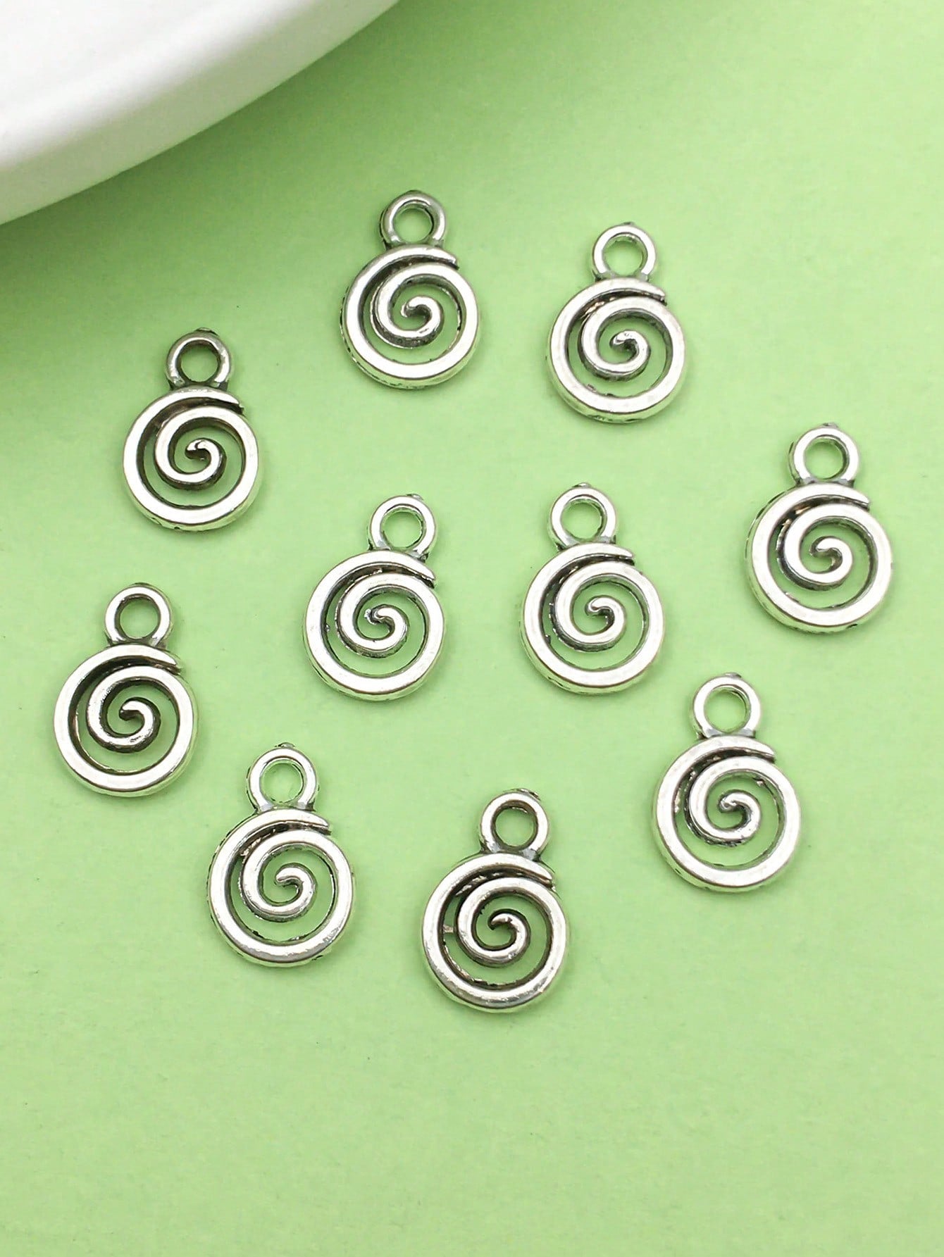 20pcs Antique Silver Alloy Thread Swirl Charm DIY Pendant For Bracelet Jewelry Craft Making Accessories Jewelry Supplies-Silver-1