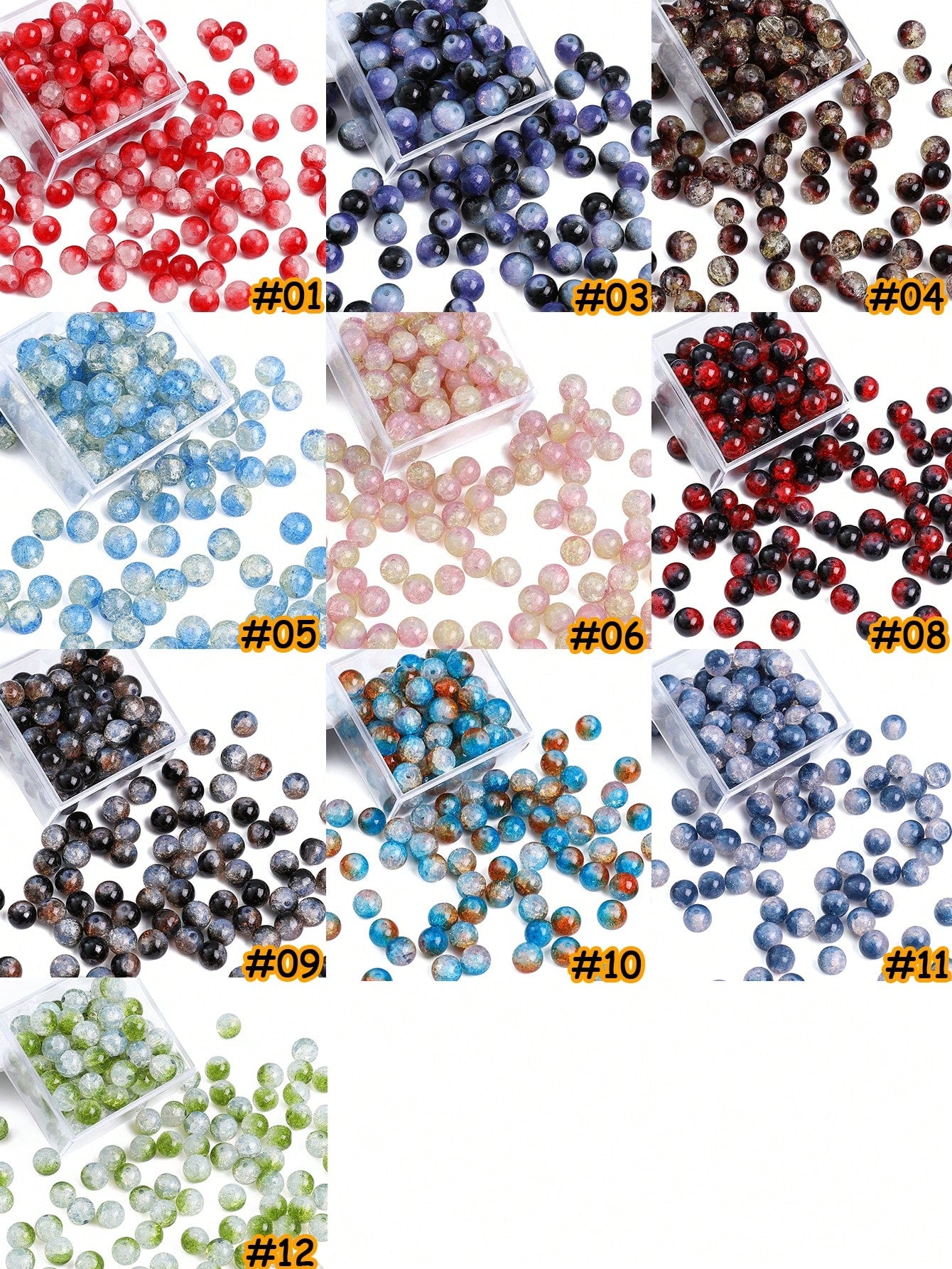 20pcs 10mm Crystal Glass Clashing Color Gradient Popping Crack Beads Dazzling Round Beads For DIY Handmade Bracelet Necklace Earrings Jewelry Making Craft Supplies-BBD289-1