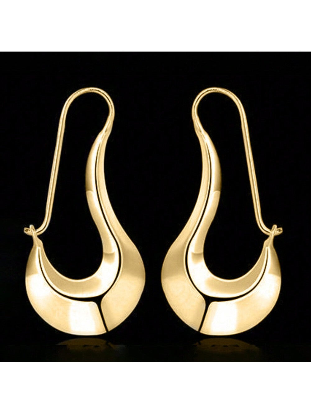 Sexy Minimalist Style Creative Personality Silvery Hoop Earrings Daily Wear Accessories Female Gift-Gold-1