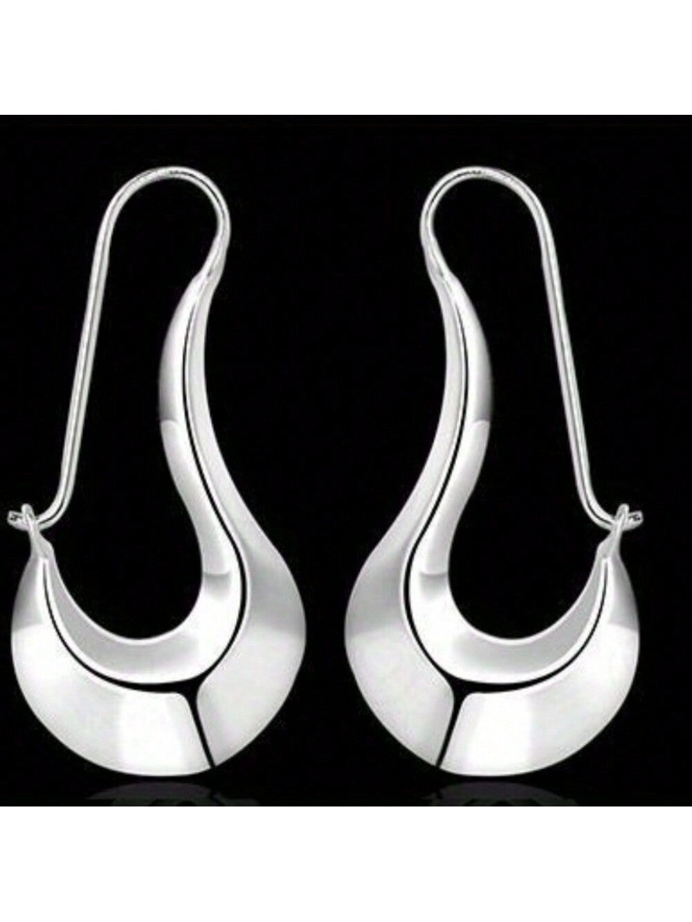 Sexy Minimalist Style Creative Personality Silvery Hoop Earrings Daily Wear Accessories Female Gift-Silver-1