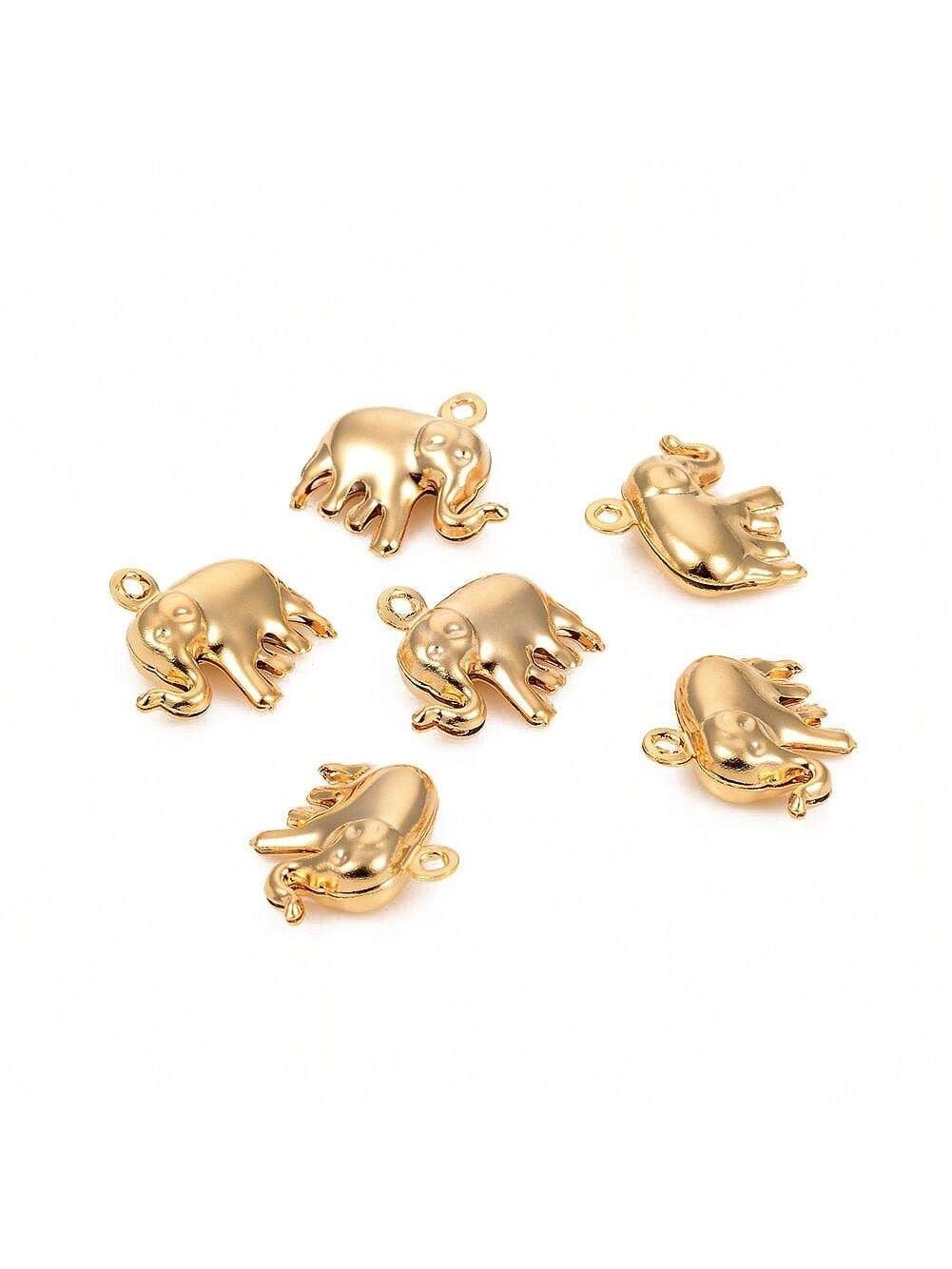 10pcs 304 Stainless Steel Golden Elephant Pendant, 18k Gold Plated, For Making Luxurious Animal Themed Jewelry, Suitable For Important Occasions And Not Easy To Fade-Gold-1