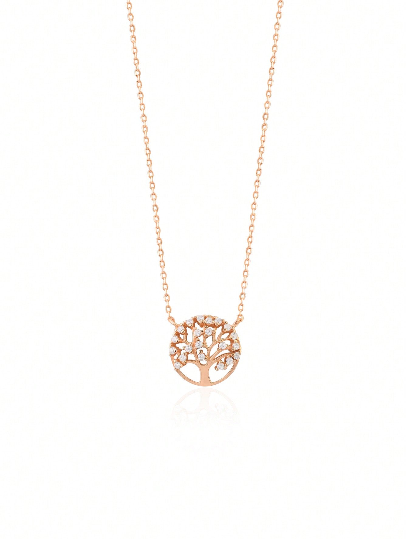 925 Sterling Silver Tree Pendant Necklace, With Decoration, Light Luxury, Unique Design, Women'S Daily Clavicle Chain-Rose Gold-1