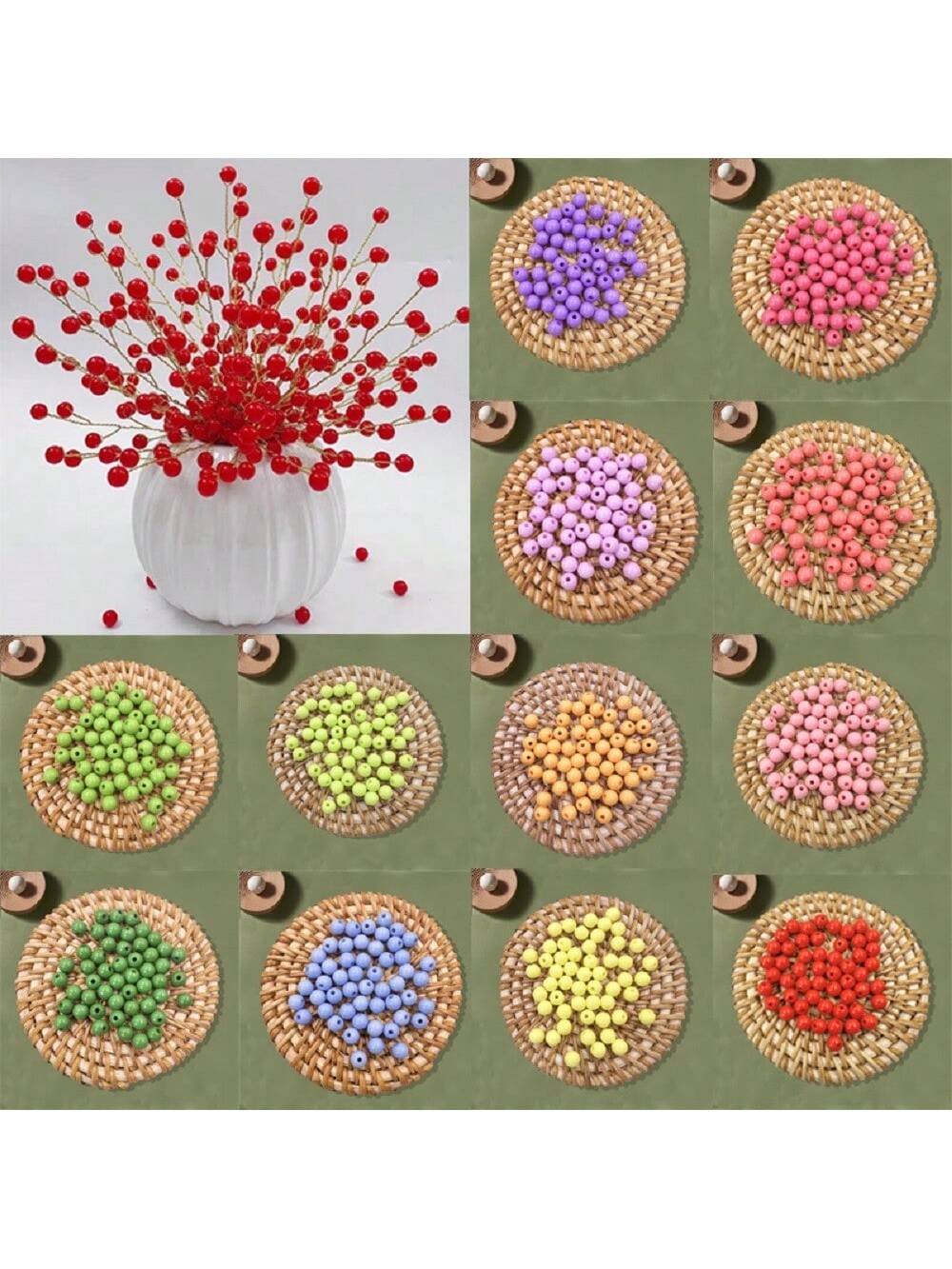 50pcs/Pack 6mm Solid Color Acrylic Beads For Diy Handicraft Necklaces, Bracelets, Candy Jewelry Making--1