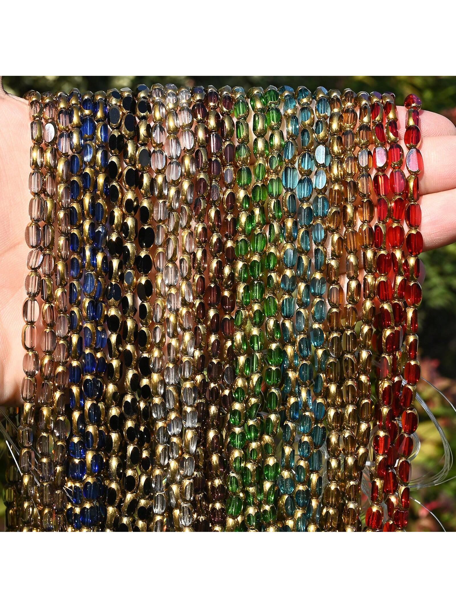 Vintage Golden Colour Briolette Crystal Beads For DIY Jewelry Fashion Oval Shape Glass Spacer Beads Diy Earrings Necklace Accessories--1