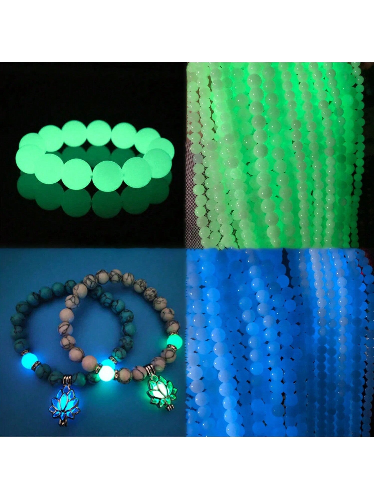 Natural Stone Luminous Malachite Green Glow In The Dark Loose Spacer Beads 6/8/10MM Round Loose Beads For For Jewelry Marking DIY Necklace Bracelet--1