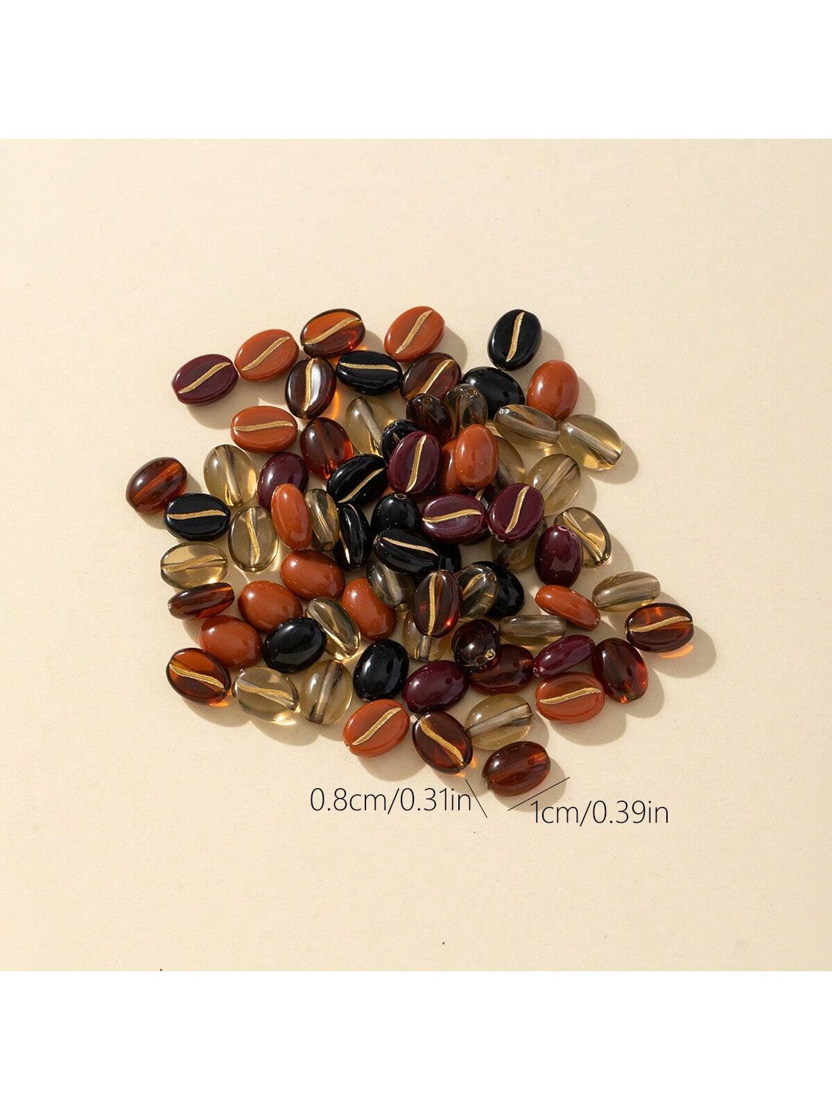 50pcs Mixed Color Gilded Coffee Bean Shaped Beads For Making Necklace, Bracelet And Jewelry-Multicolor-1