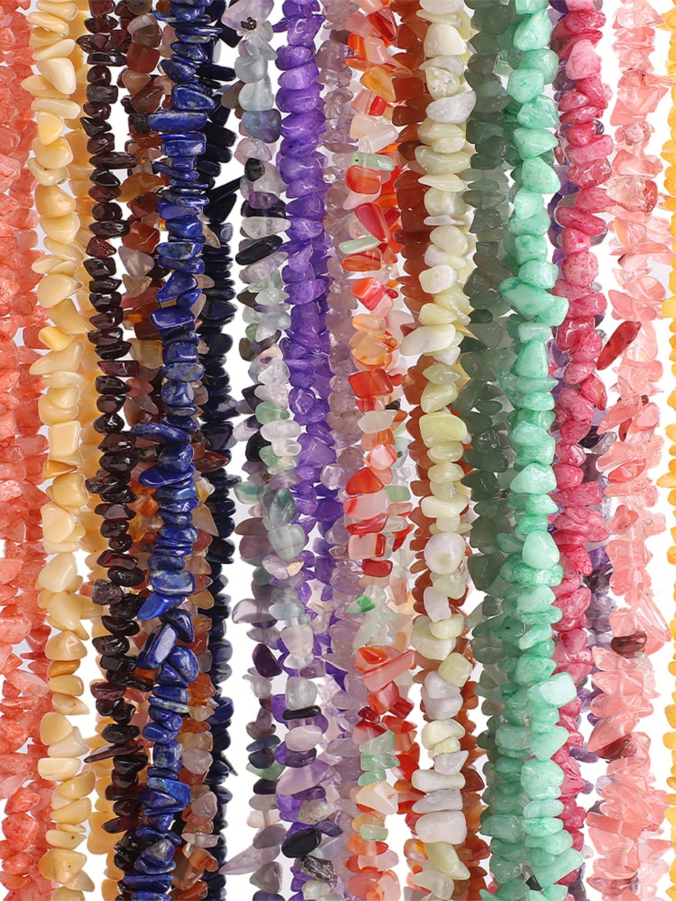 1 Strand Of Natural Stone Chips & Colored Glass Irregular Loose Beads For Diy Pendants, Bracelets, Earrings, Necklaces, Great Gift For Valentine'S Day, Mother'S Day--1