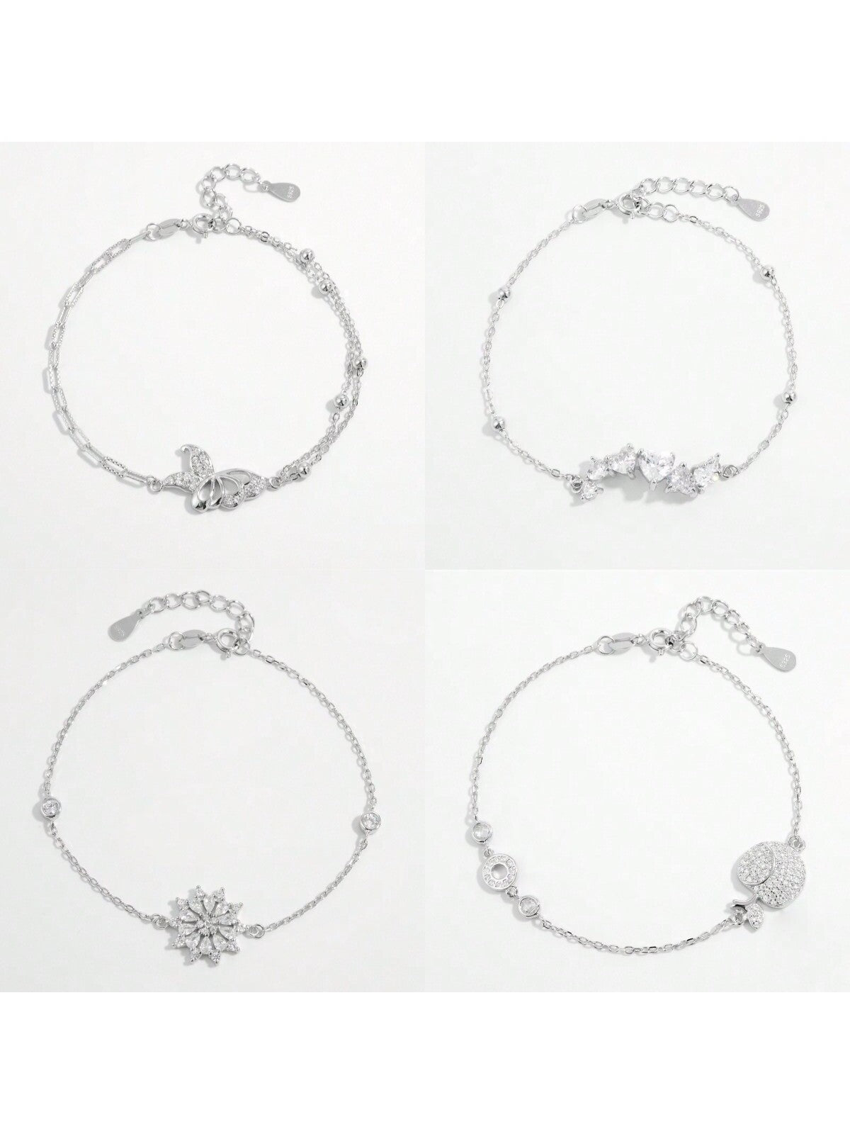 1pc Elegant & Stylish Classic 925 Silver Artificial Stone Bracelet For Ladies, Daily Wear, Dating-Silver-1