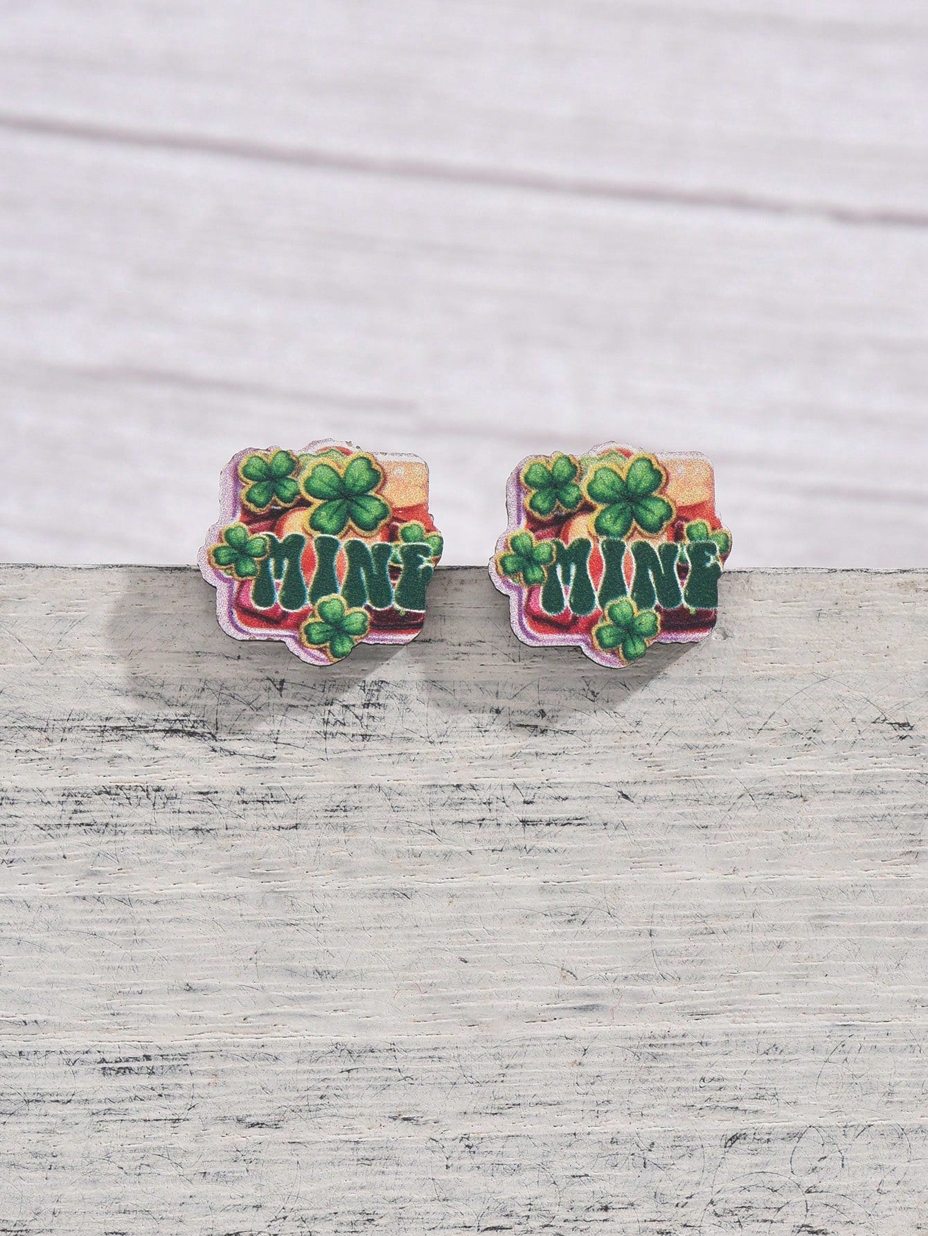 1pair Wooden Coin, Book, Clover St. Patrick'S Day Theme Dangle Earrings - Creative Versatile Novelty Women'S Jewelry For Parties & Festivals - Ideal Gift For Friends-Multicolor-1