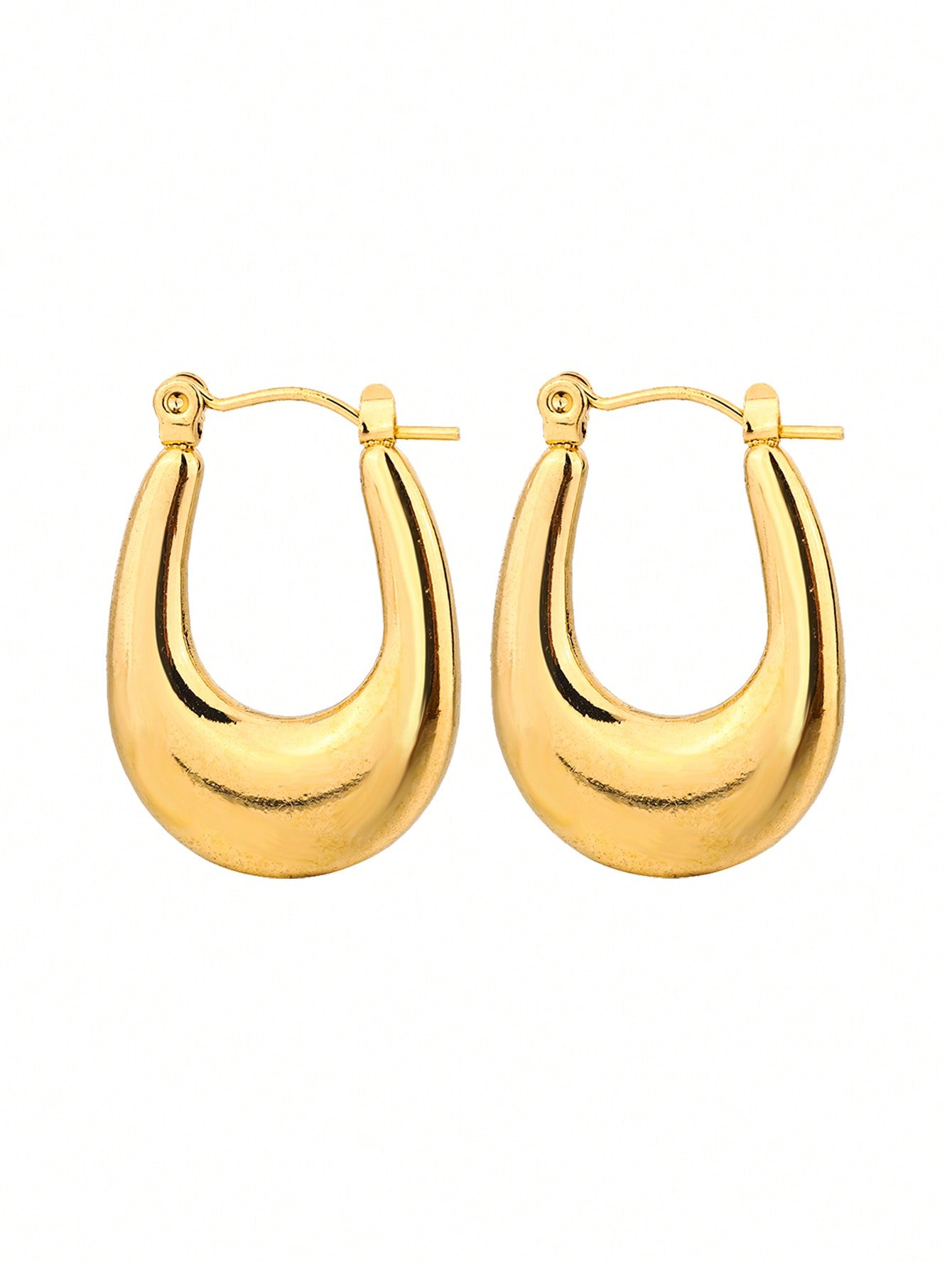 1set Of 2pcs Fashionable Geometric Shaped Stainless Steel Earrings, Suitable For Women'S Daily Wear--1