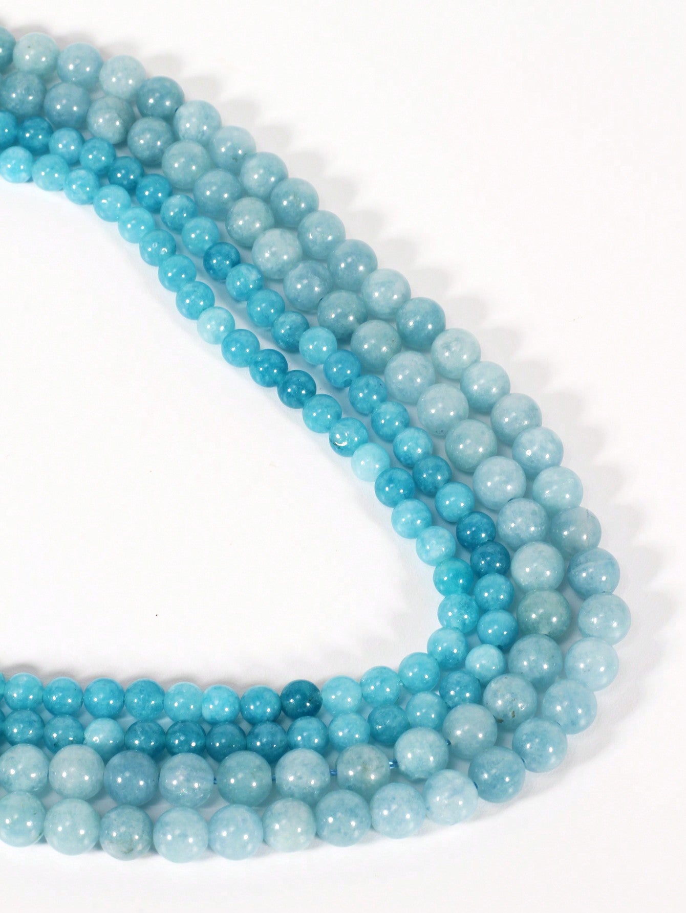 1 String 15 Inches 6/8mm Aquamarine Stone Beads Blue Gemstone Polished Beading Round Stone Loose Beads For Women/Man Meditation Yoga Bracelet Necklace Jewelry Making, Smooth Gem Rock Beads Drilled For DIY Crafts For Adults Positive Energy Healing-Blue-1