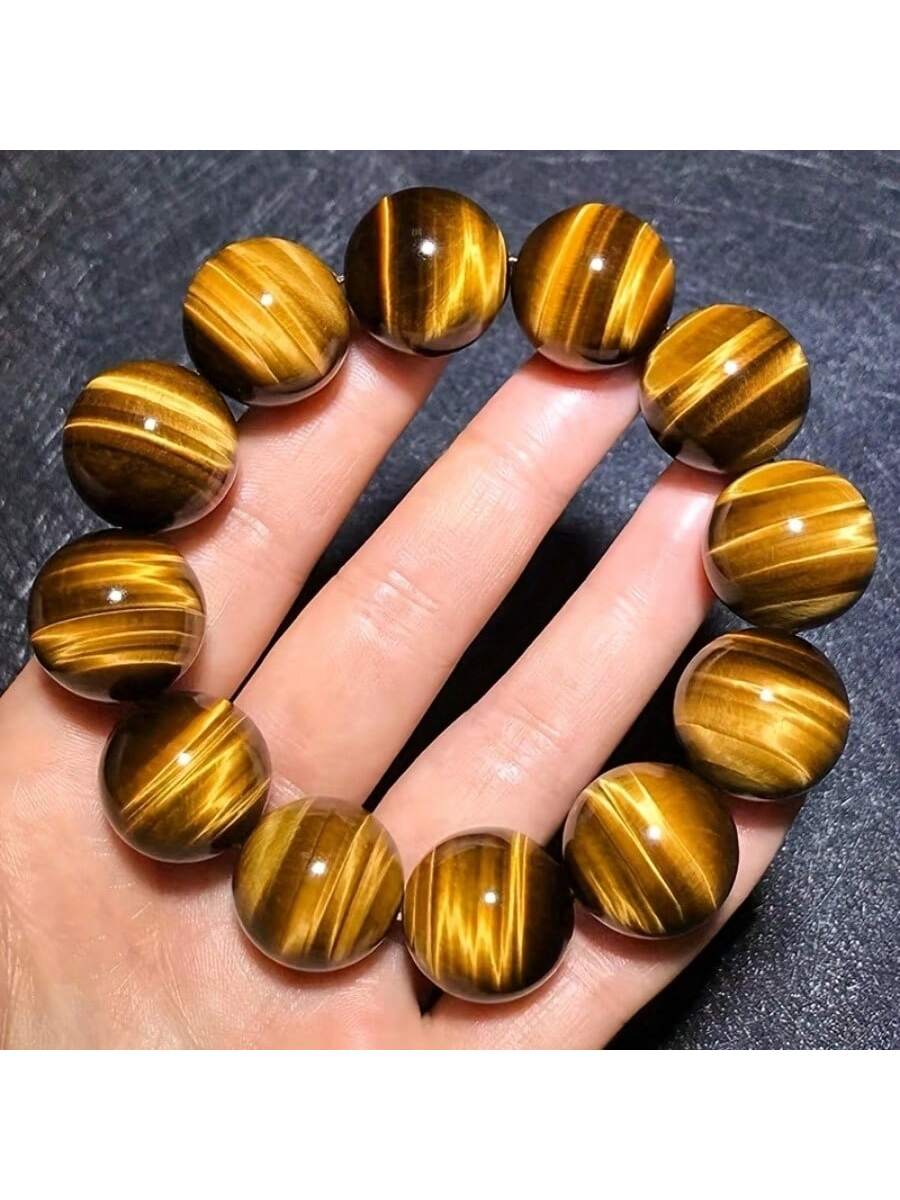 Natural Yellow Tiger Eye Crystal Bracelet With Good Gloss And , Available In Various Sizes Of 6mm, 8mm, 10mm, 12mm, 14mm-Yellow-1