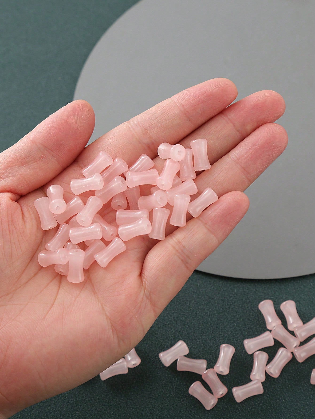 50pcs Bamboo Sections For Diy Beading Handmade Bracelet, Earrings And Jewelry Accessories-Baby Pink-1