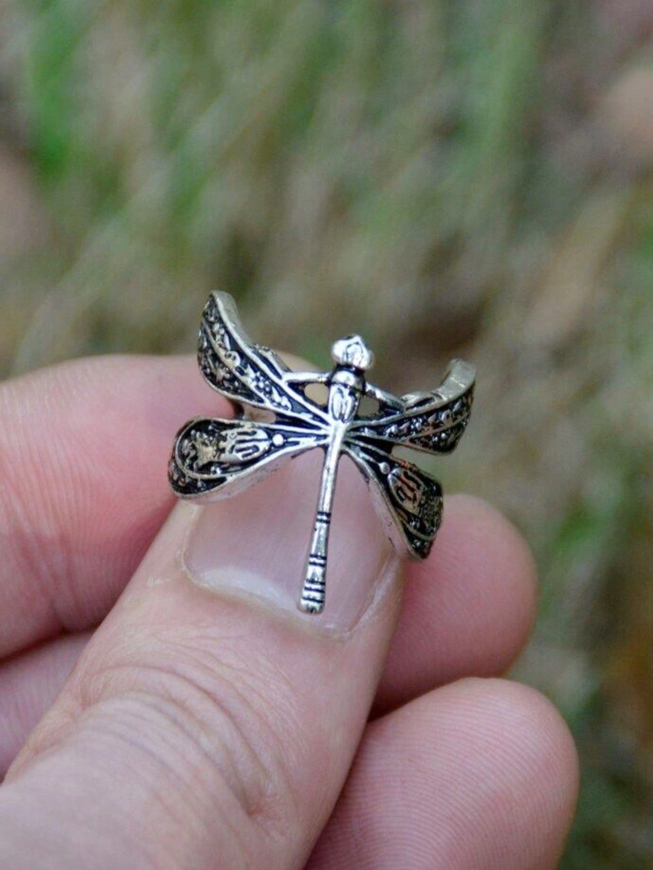 1PC Banquet Fashion Retro Personalized Dragonfly Ring For Women'S Dating Party Princess Bride Wedding Engagement Jewelry Accessories Decoration Valentine'S Day Gift-Antique Silver-1