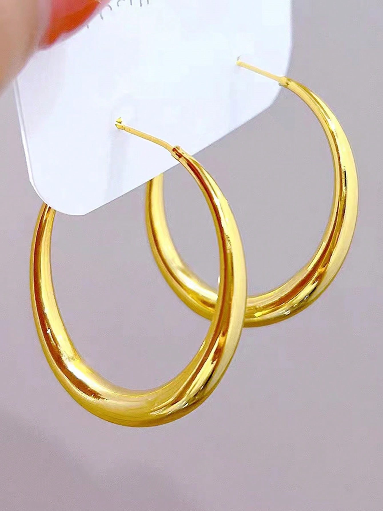 1 Pair Of European And American Hoop Earrings For Women, Light Luxury Niche Design, High-End Earrings, Temperament, Personality, Versatile Plain Hoop Earrings--1