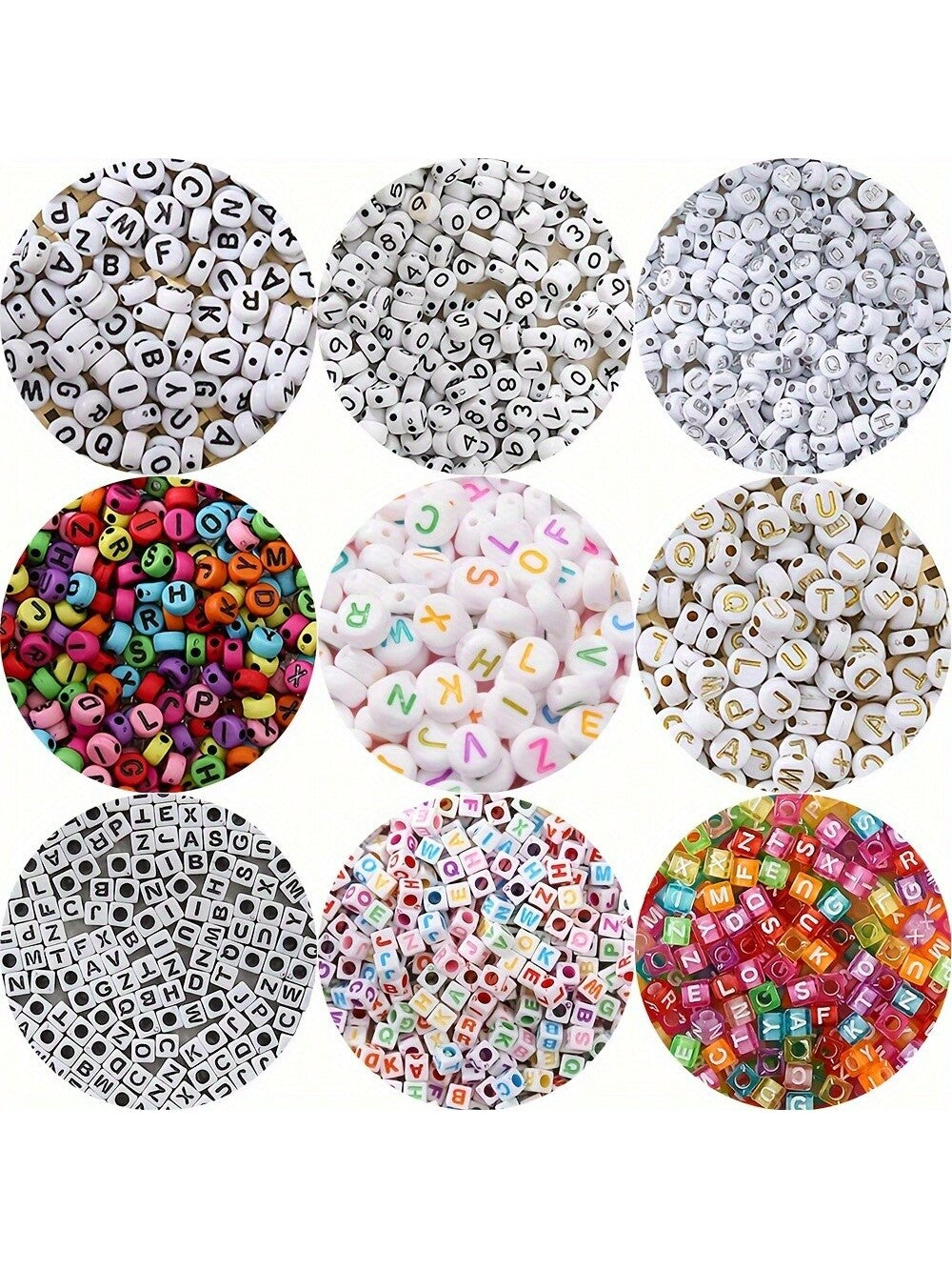 50-300pcs 7x4mm 6x6mm Mixed Letter Acrylic Beads Flat Round Alphabet Digital Cube Loose Spacer Beads For Jewelry Making Diy Bracelet Necklace Accessories-Multicolor-1