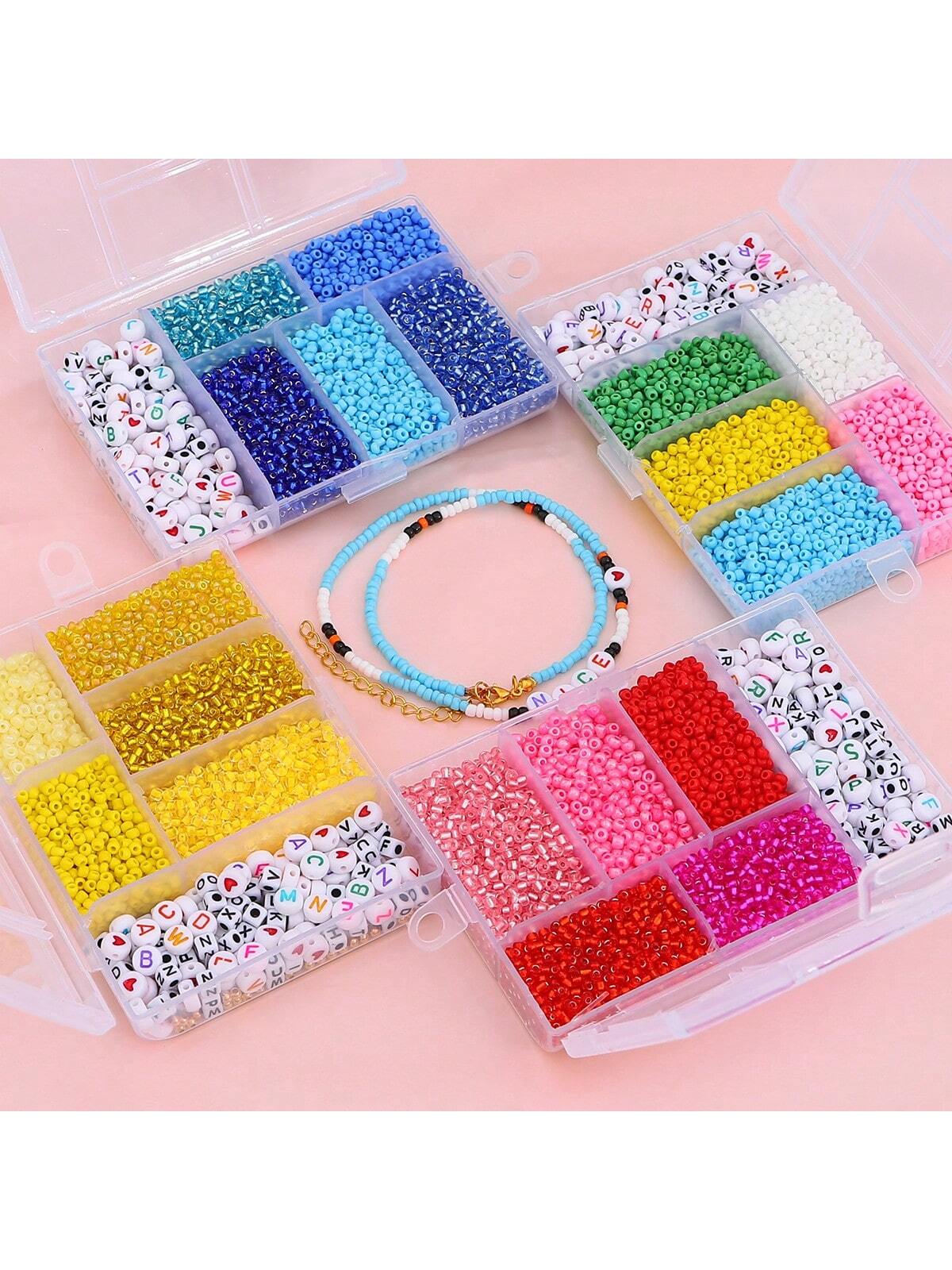 3500pcs Box Glass Rice Beads Letter Beads String Beads Separation Beads DIY Necklace Bracelet Accessories Handmade Materia-Multicolor-1