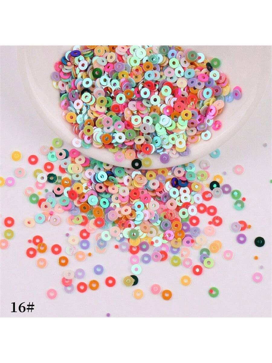 Approximately 2000pcs 4mm Pvc Round Iridescent Glitter Sheet, Clothing, Shoes & Hats Accessories For Diy Embroidery-Neon-1