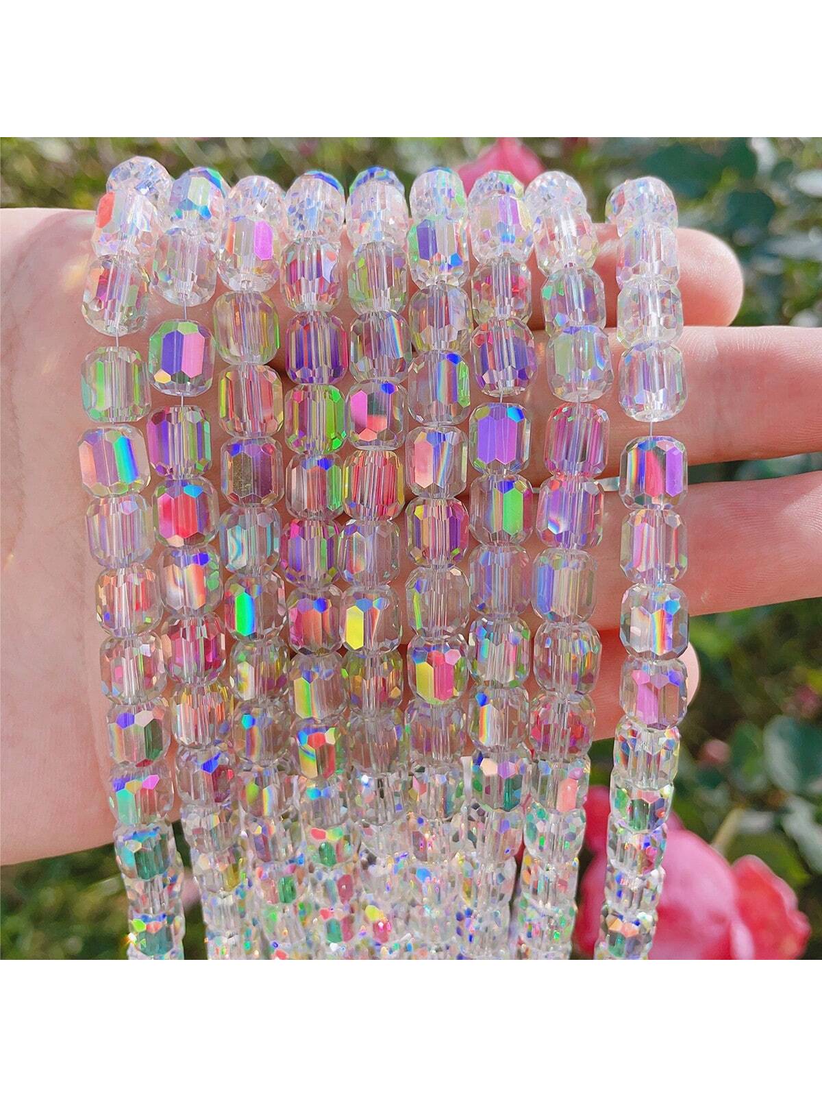 40/80pcs Multi-Faceted Shiny Ab Crystal Beads In Rose/Purple Color, Diy Bracelet & Jewelry & Clothing Making Material--1