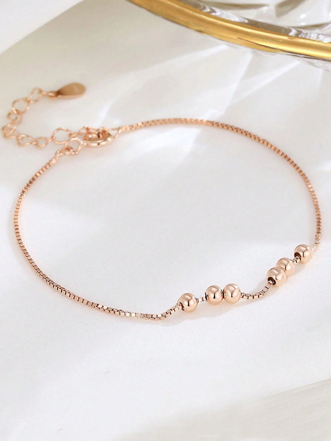 1 Pair Of Fashionable S925 Sterling  Prayer Beads For Women  Anniversary Gift Wedding Engagement Bracelets Fine Jewelry-Rose Gold-1