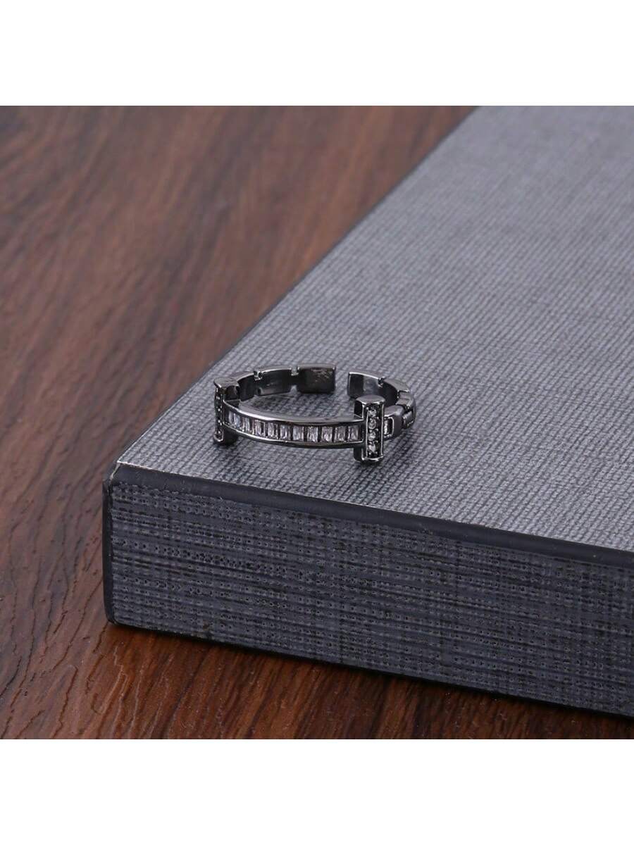 Exquisite & Fashionable Multi-Layered Black Minimalist Ring, Ideal As Birthday/Christmas Gift, Jewelry Accessory For Wedding/Engagement/Personal Use, Suitable For Family/Friend-Gun Black-1