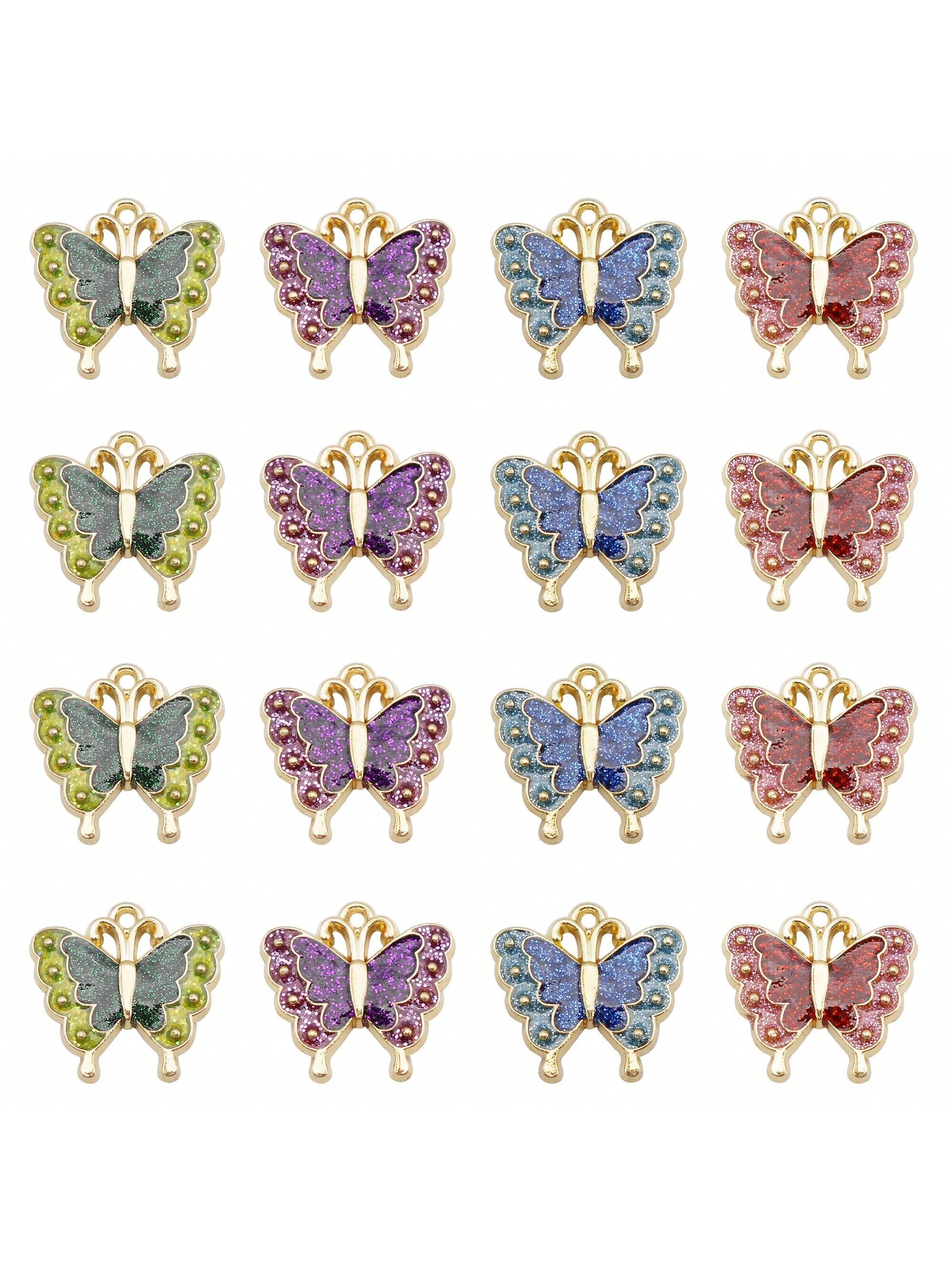 9Pcs Butterfly Enamel Charm Blingbling Spring Pendants For Jewely Necklace Bracelet Earrings DIY Wholesale Bulk Craft--1