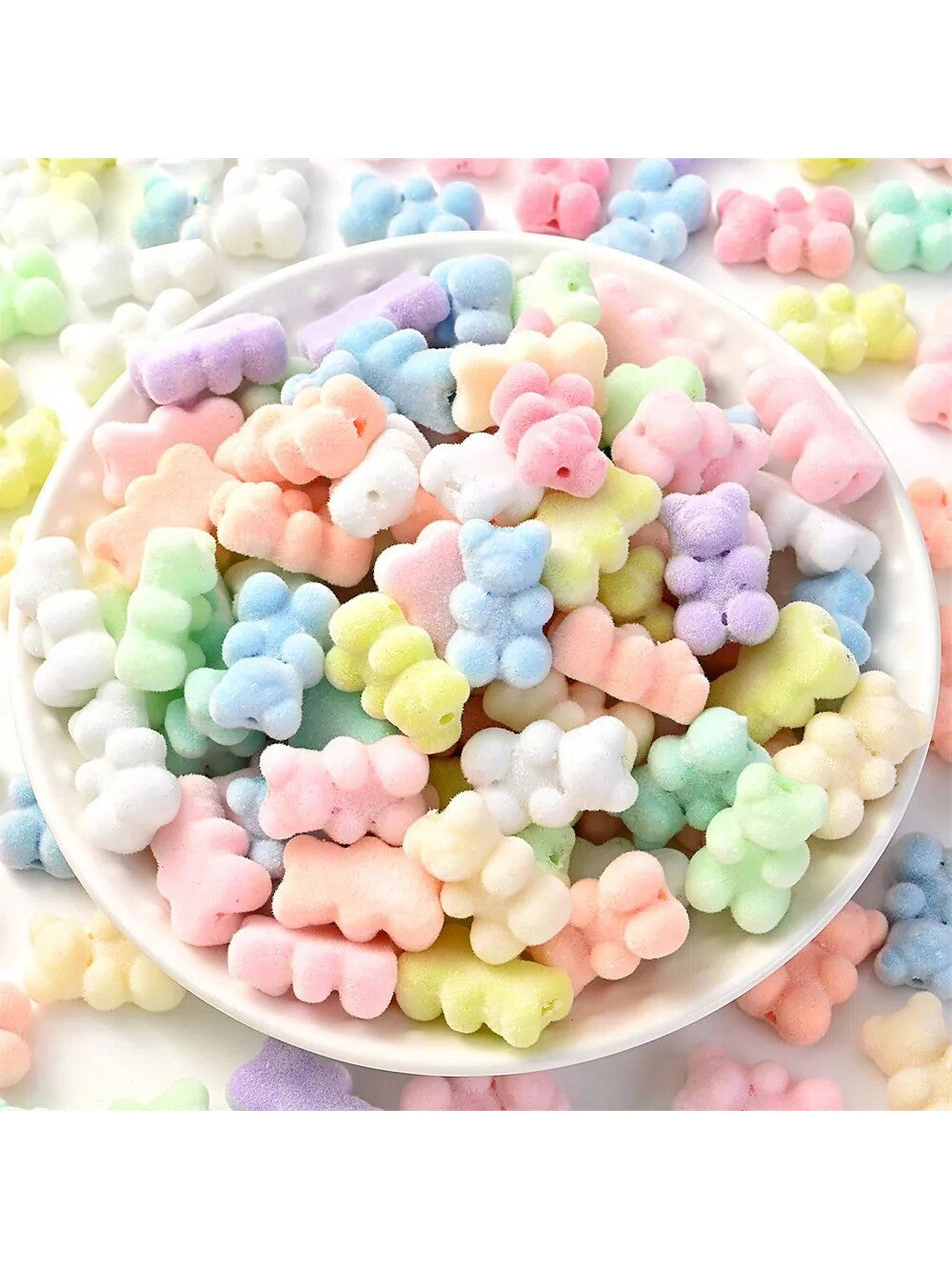 10pcs 12x18mm Flocking Candy Bear Spacer Beads Makaron Vertical Hole Acrylic Beads For Jewelry Making Bracelet Necklace Diy Earring--1