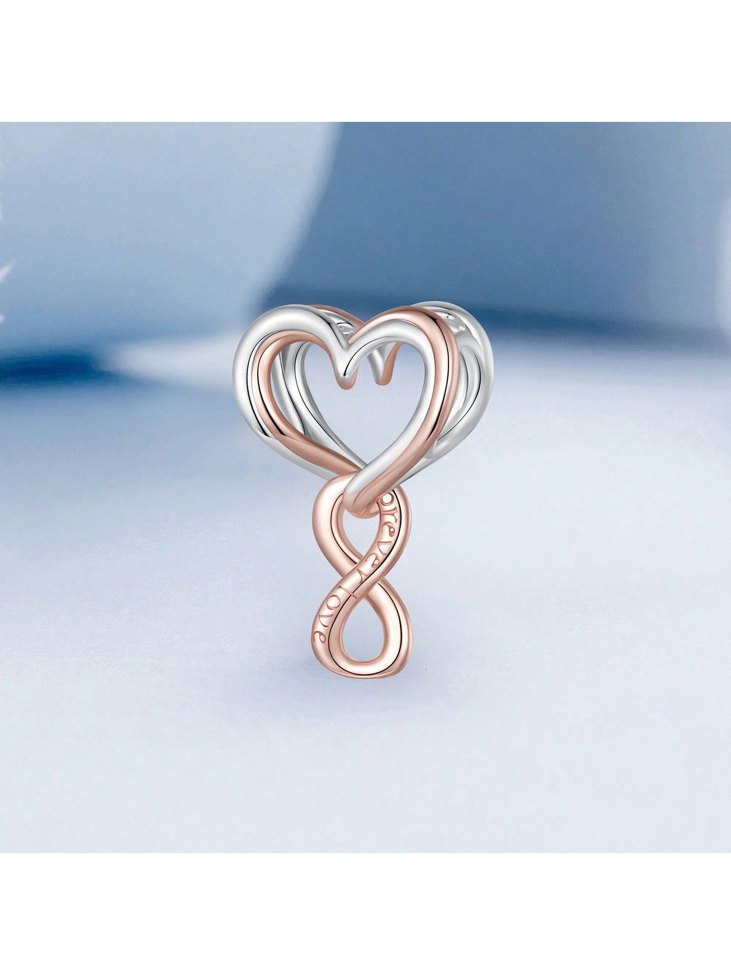 1pc 925 Sterling Silver Infinite Love Heart Beads Charm Luxury Rose Gold Accessories For Women DIY Bracelet And Necklace Fine Jewelry Making-Silver-1