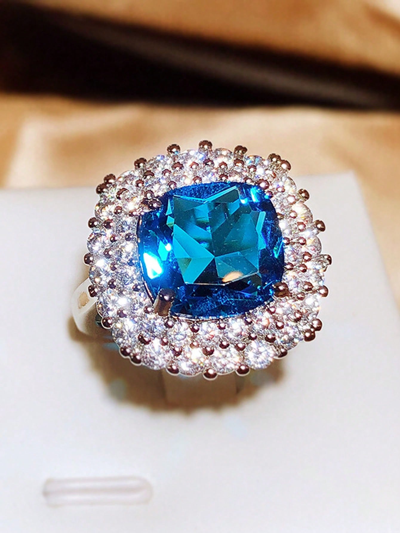 Vintage & Elegant Blue Sapphire & Sea Blue Zirconia Ring For Women Made With Simulated Diamond-Blue-1