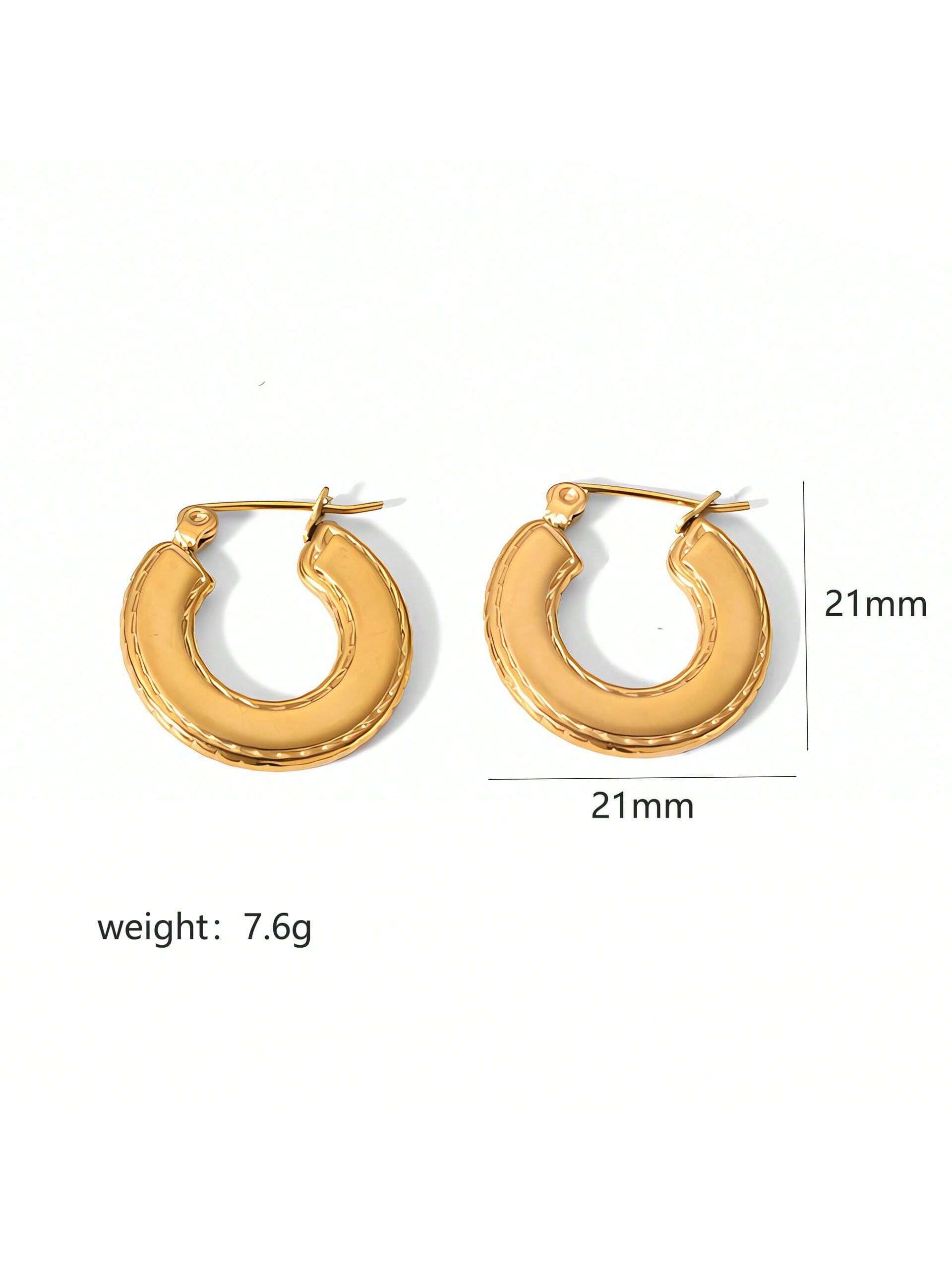 1pair Ins Style Fashionable Stainless Steel Women's Geometric Earrings Suitable For Office, Party And Dating-Yellow Gold-1