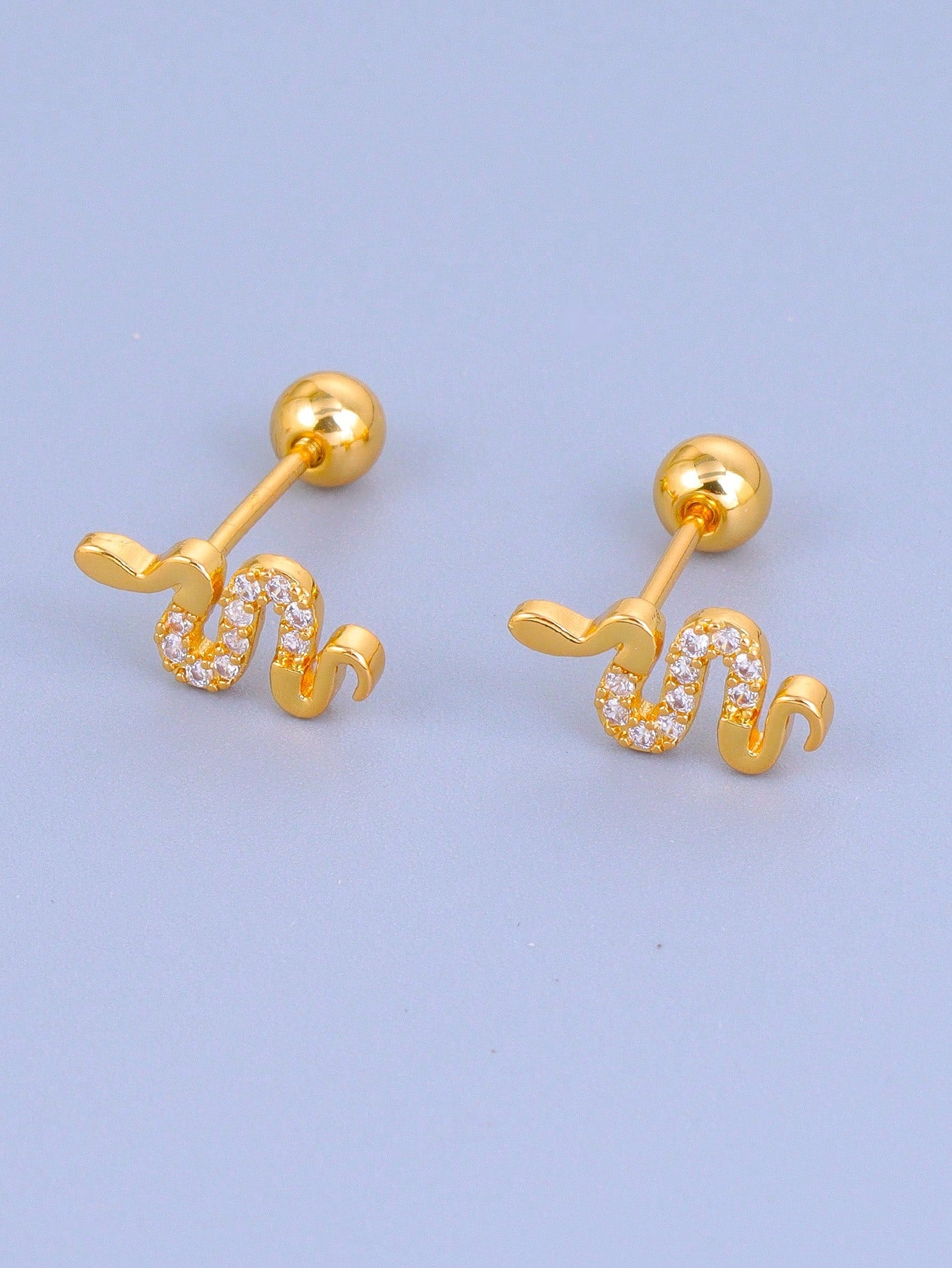 Unique 18K Gold Filled Cubic Zirconia Snake Earrings For Women Fashion Party Jewelry-Gold-1