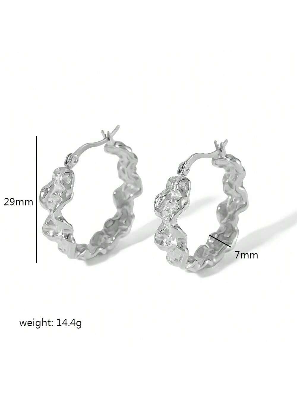 1pair Ins Style Trendy Stainless Steel Women's Geometric Earrings, Suitable For Work, Party Or Date-Silver-1